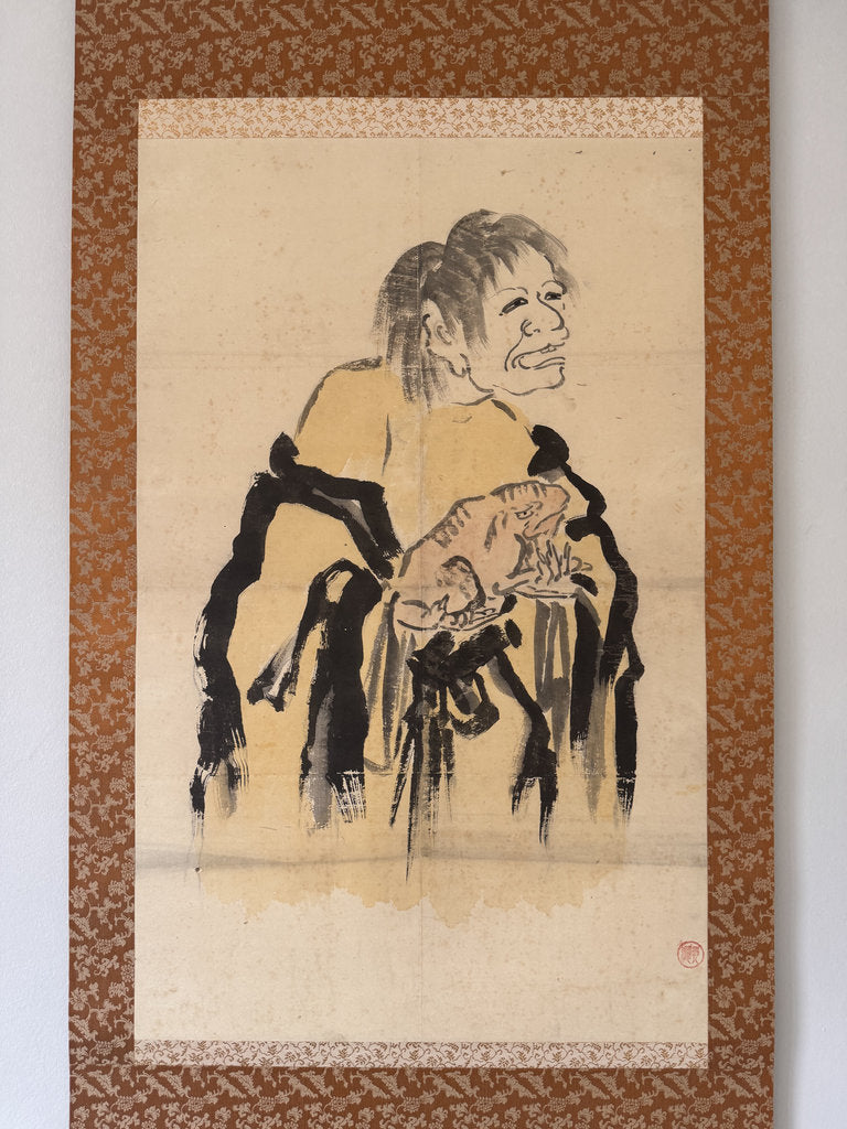 Vintage Japanese Zenga Scroll Gama Sennin Toad Immortal Painting