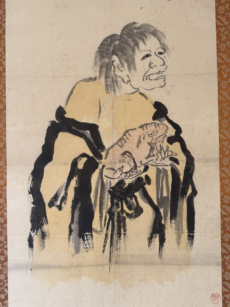 Vintage Japanese Zenga Scroll Gama Sennin Toad Immortal Painting