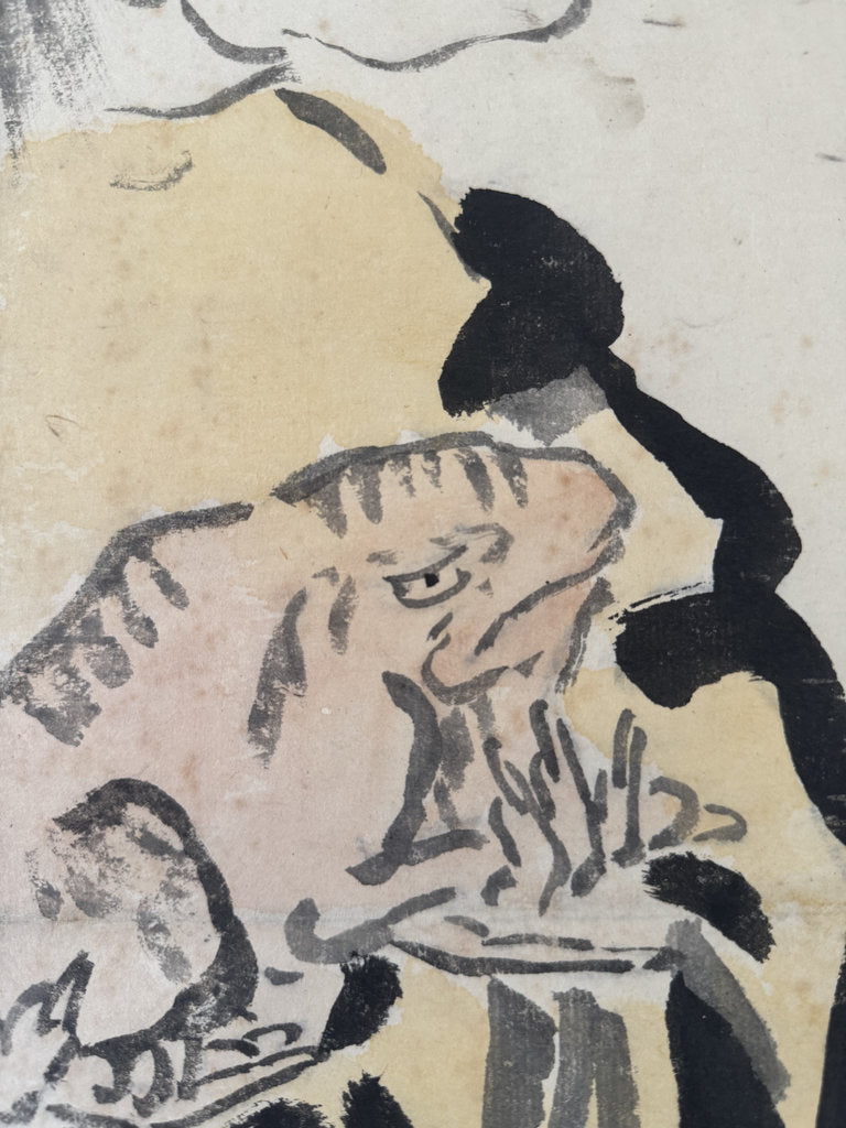 Vintage Japanese Zenga Scroll Gama Sennin Toad Immortal Painting