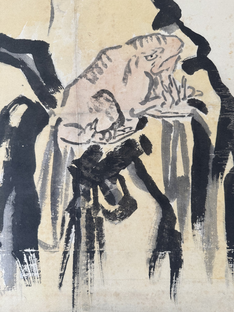 Vintage Japanese Zenga Scroll Gama Sennin Toad Immortal Painting