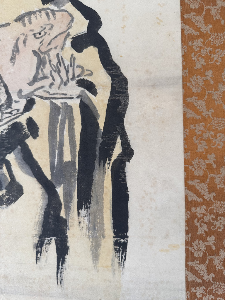 Vintage Japanese Zenga Scroll Gama Sennin Toad Immortal Painting
