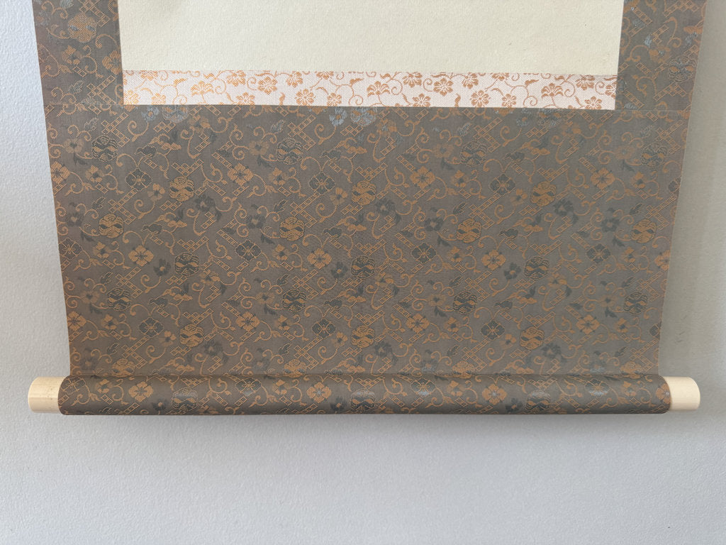 Vintage Japanese Kobai Red Plum Blossom Zenga Scroll Painting