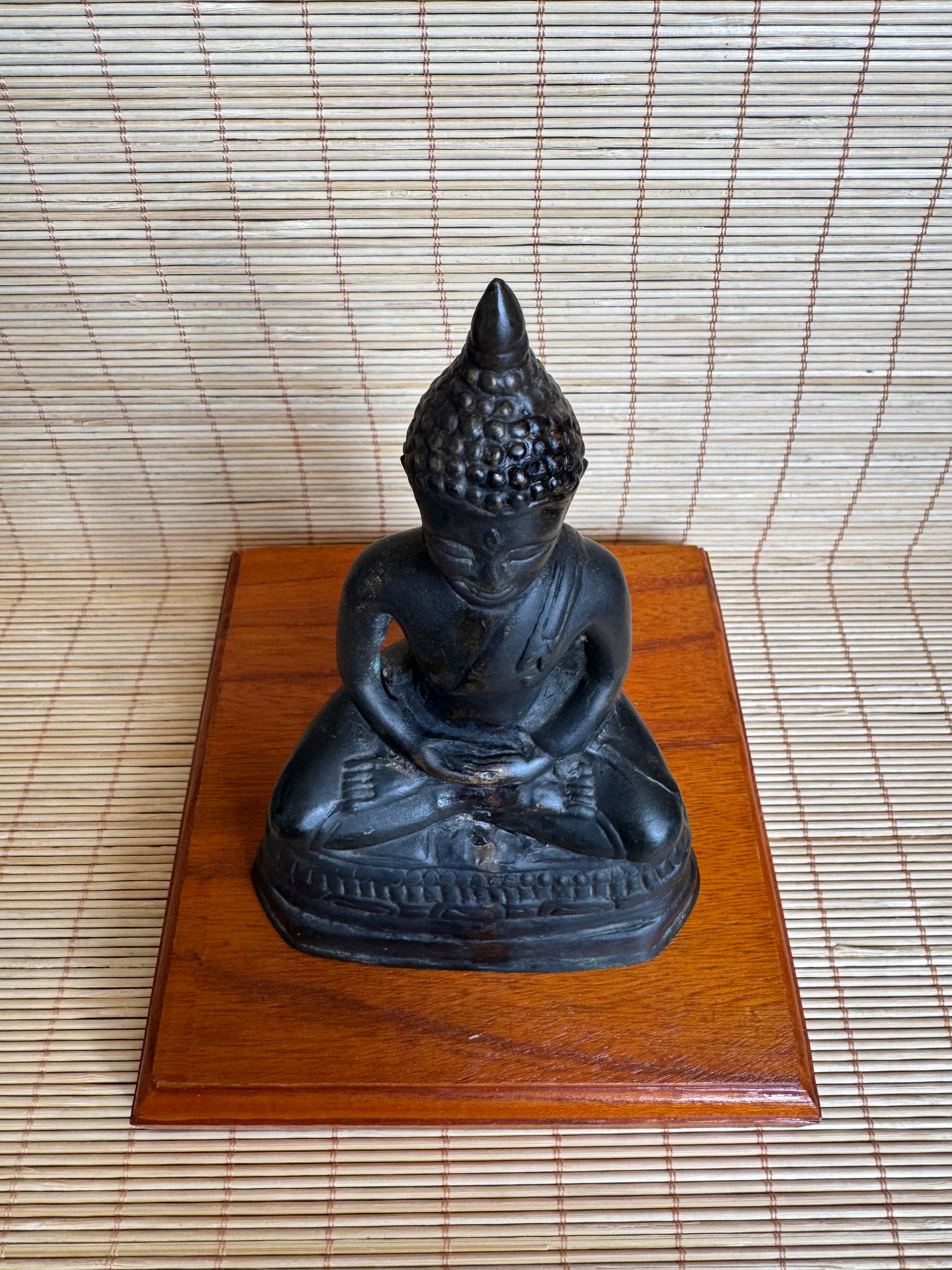 Antique Thai Bronze Buddha Shakyamuni | Dhyana Meditation Mudra | Rattanakosin Style | Flame Ushnisha | Ex-Japan Collection | 19th–Early 20th C