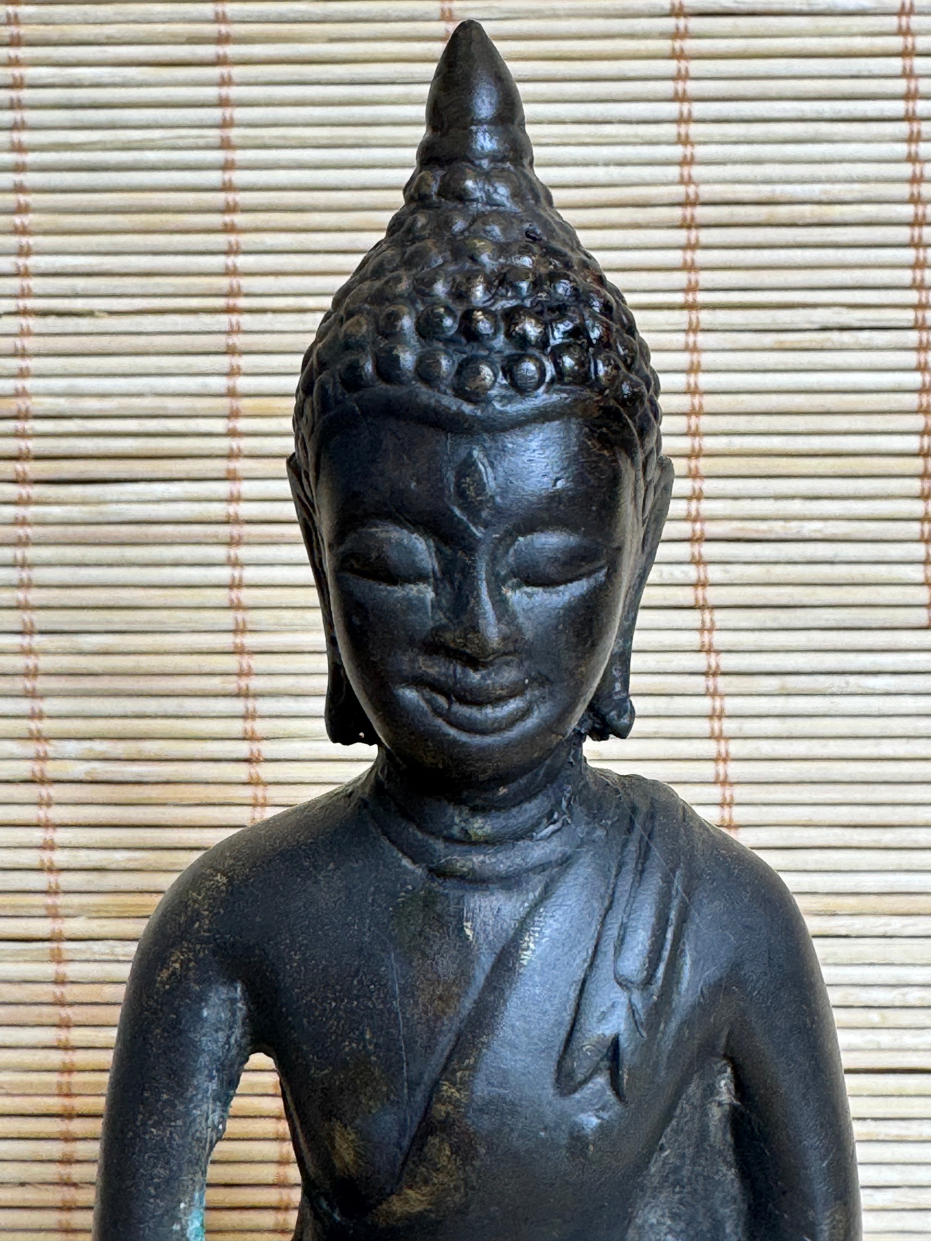 Antique Thai Bronze Buddha Shakyamuni | Dhyana Meditation Mudra | Rattanakosin Style | Flame Ushnisha | Ex-Japan Collection | 19th–Early 20th C