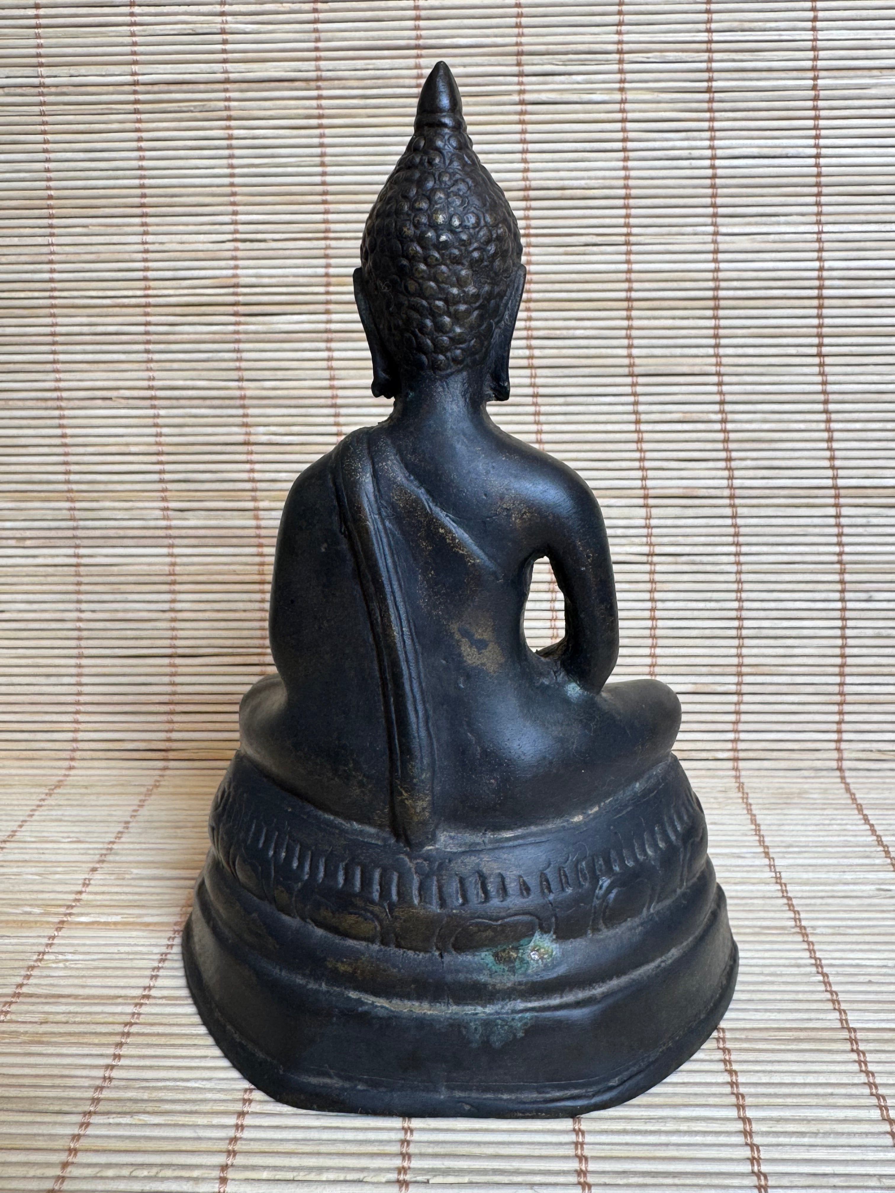 Antique Thai Bronze Buddha Shakyamuni | Dhyana Meditation Mudra | Rattanakosin Style | Flame Ushnisha | Ex-Japan Collection | 19th–Early 20th C