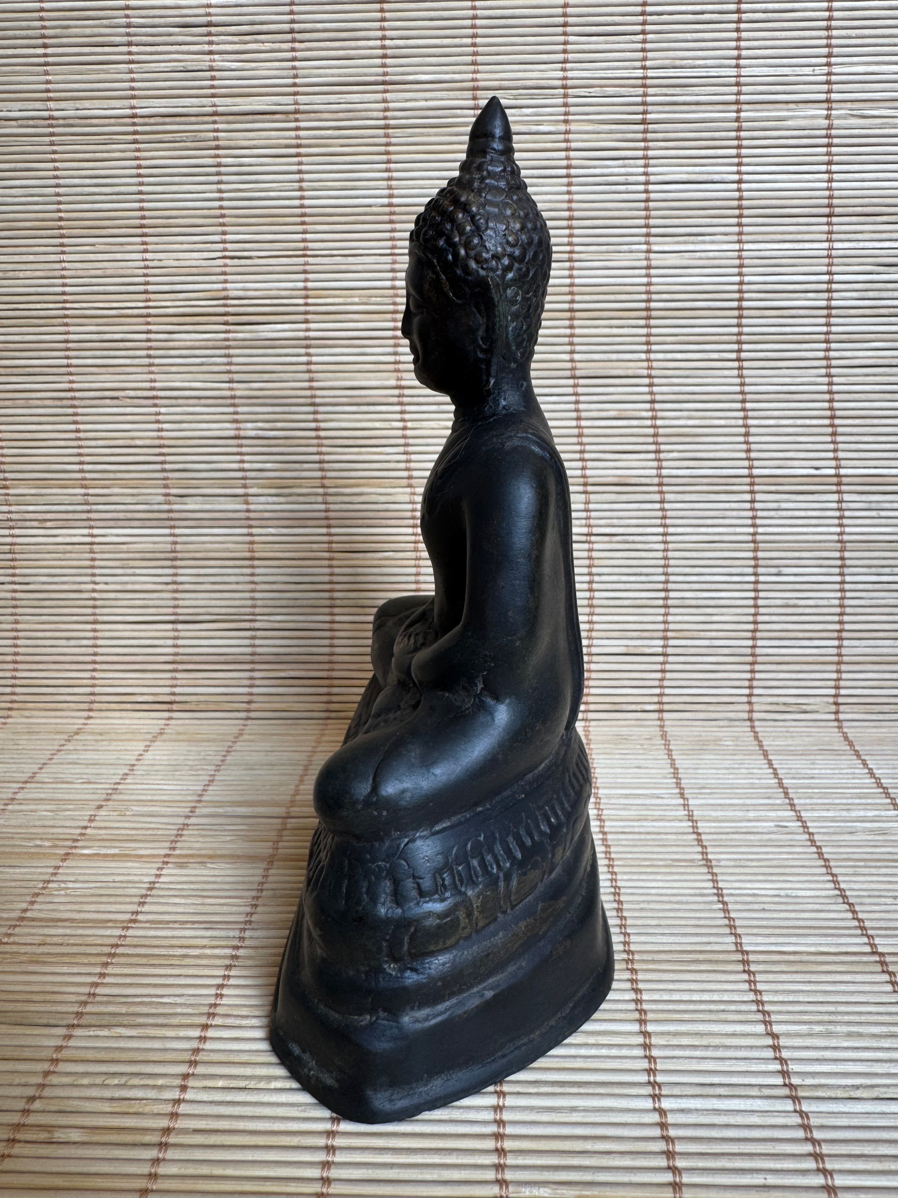 Antique Thai Bronze Buddha Shakyamuni | Dhyana Meditation Mudra | Rattanakosin Style | Flame Ushnisha | Ex-Japan Collection | 19th–Early 20th C