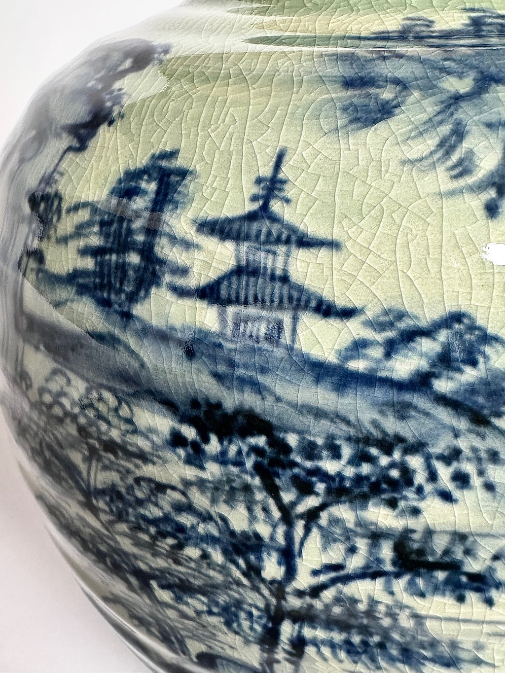 Kutani Blue & White Landscape Vase | Japanese Porcelain Art | Hand-Painted Scenic Kutani Ware