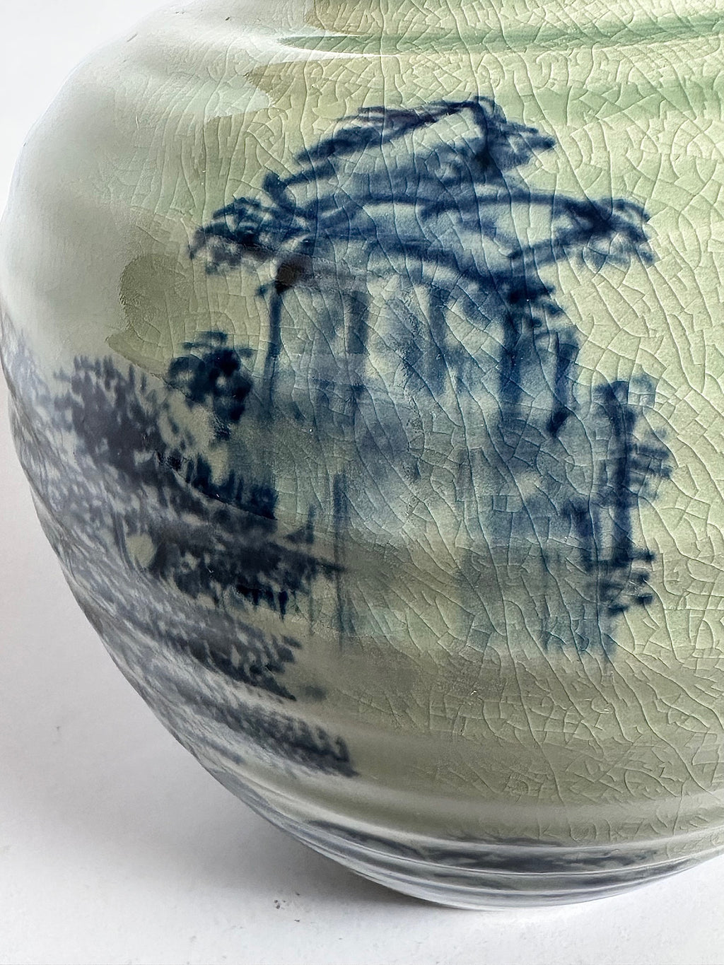 Kutani Blue & White Landscape Vase | Japanese Porcelain Art | Hand-Painted Scenic Kutani Ware