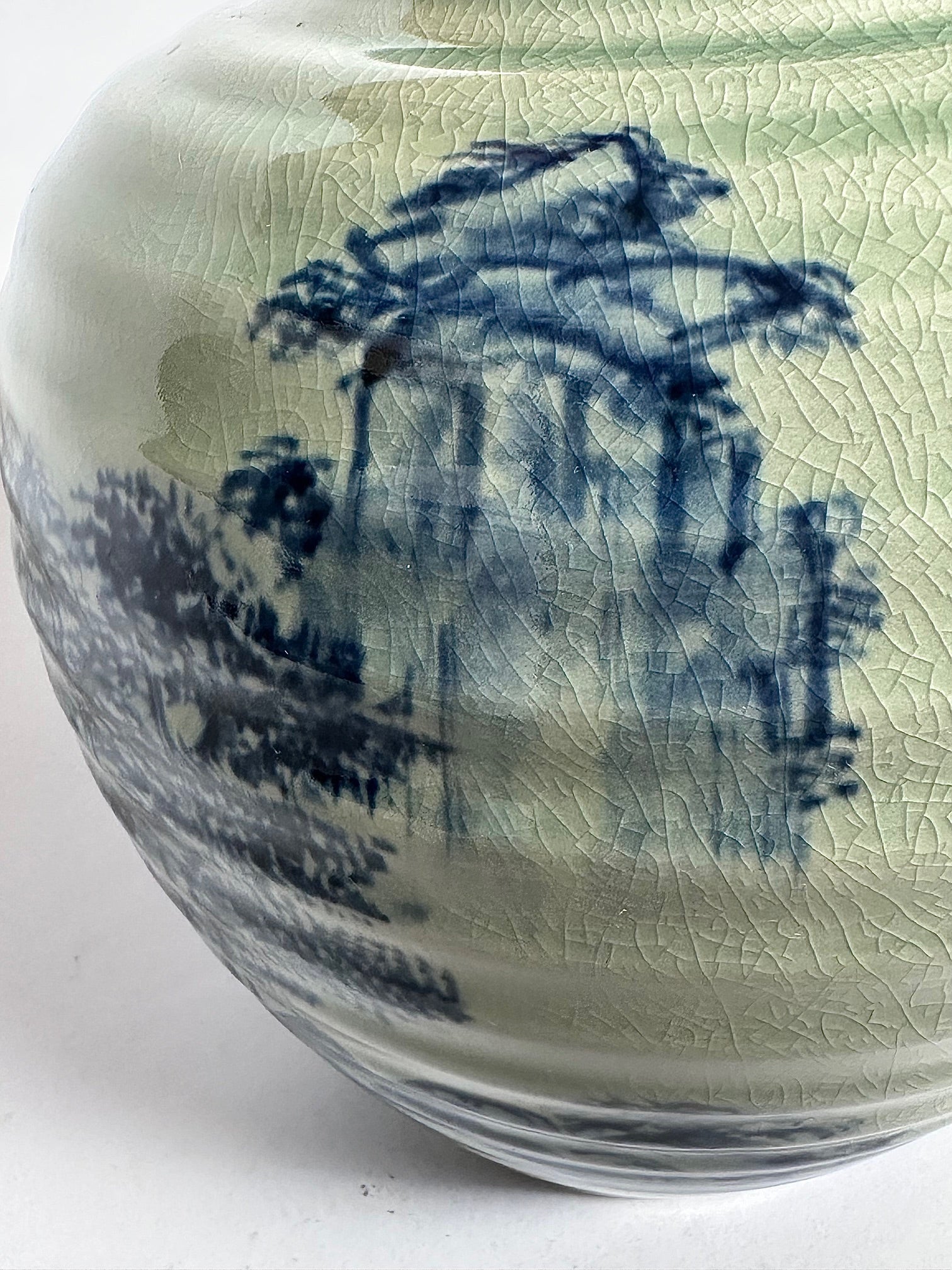 Kutani Blue & White Landscape Vase | Japanese Porcelain Art | Hand-Painted Scenic Kutani Ware