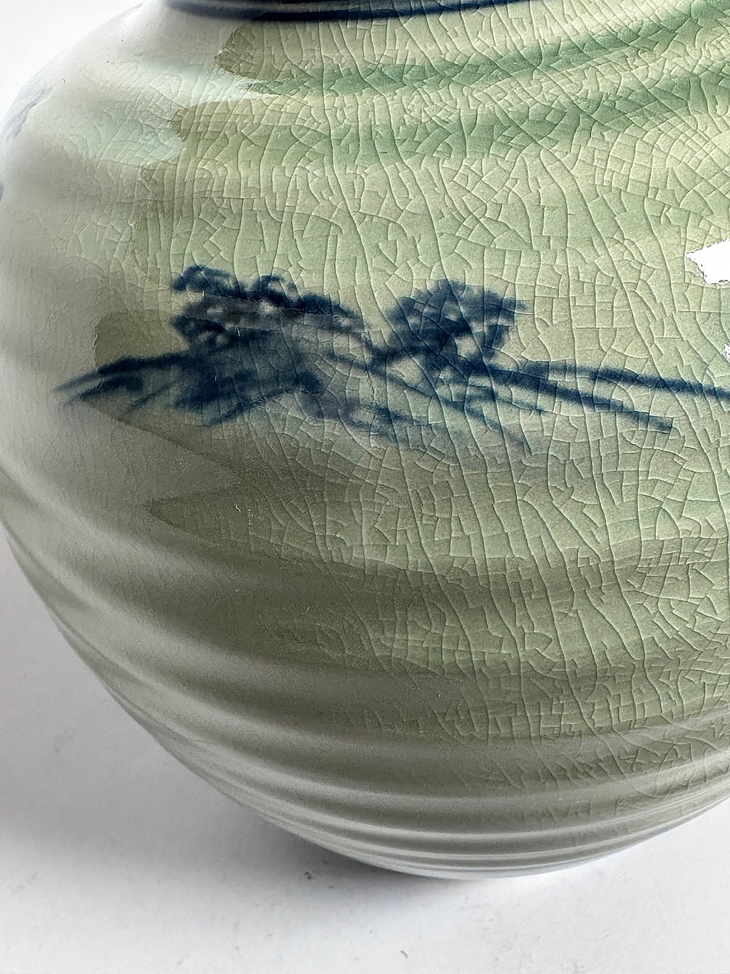 Kutani Blue & White Landscape Vase | Japanese Porcelain Art | Hand-Painted Scenic Kutani Ware