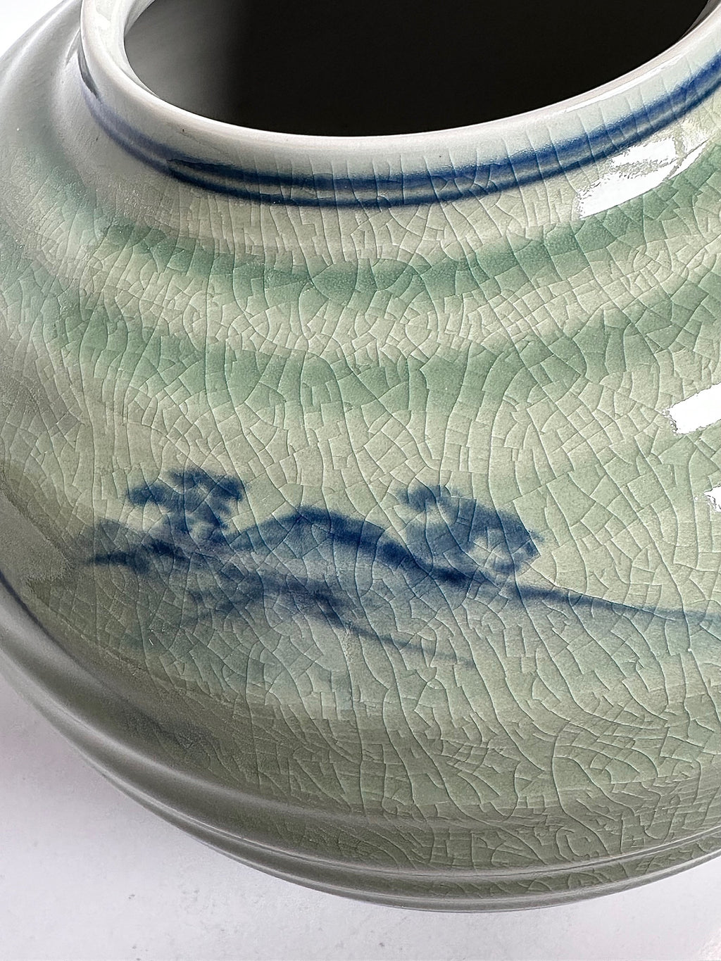 Kutani Blue & White Landscape Vase | Japanese Porcelain Art | Hand-Painted Scenic Kutani Ware