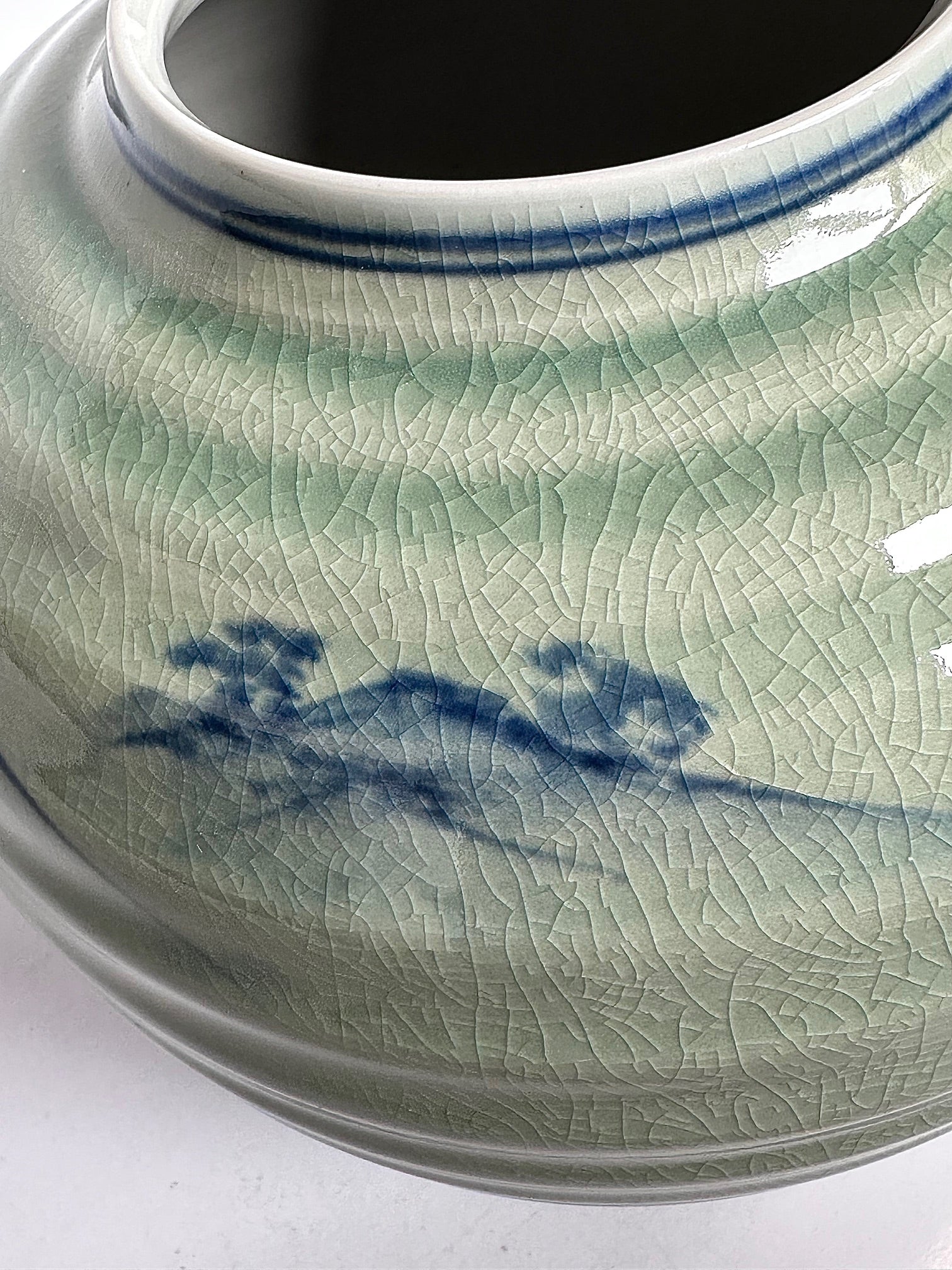 Kutani Blue & White Landscape Vase | Japanese Porcelain Art | Hand-Painted Scenic Kutani Ware