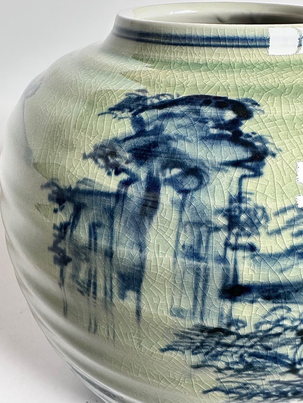 Kutani Blue & White Landscape Vase | Japanese Porcelain Art | Hand-Painted Scenic Kutani Ware