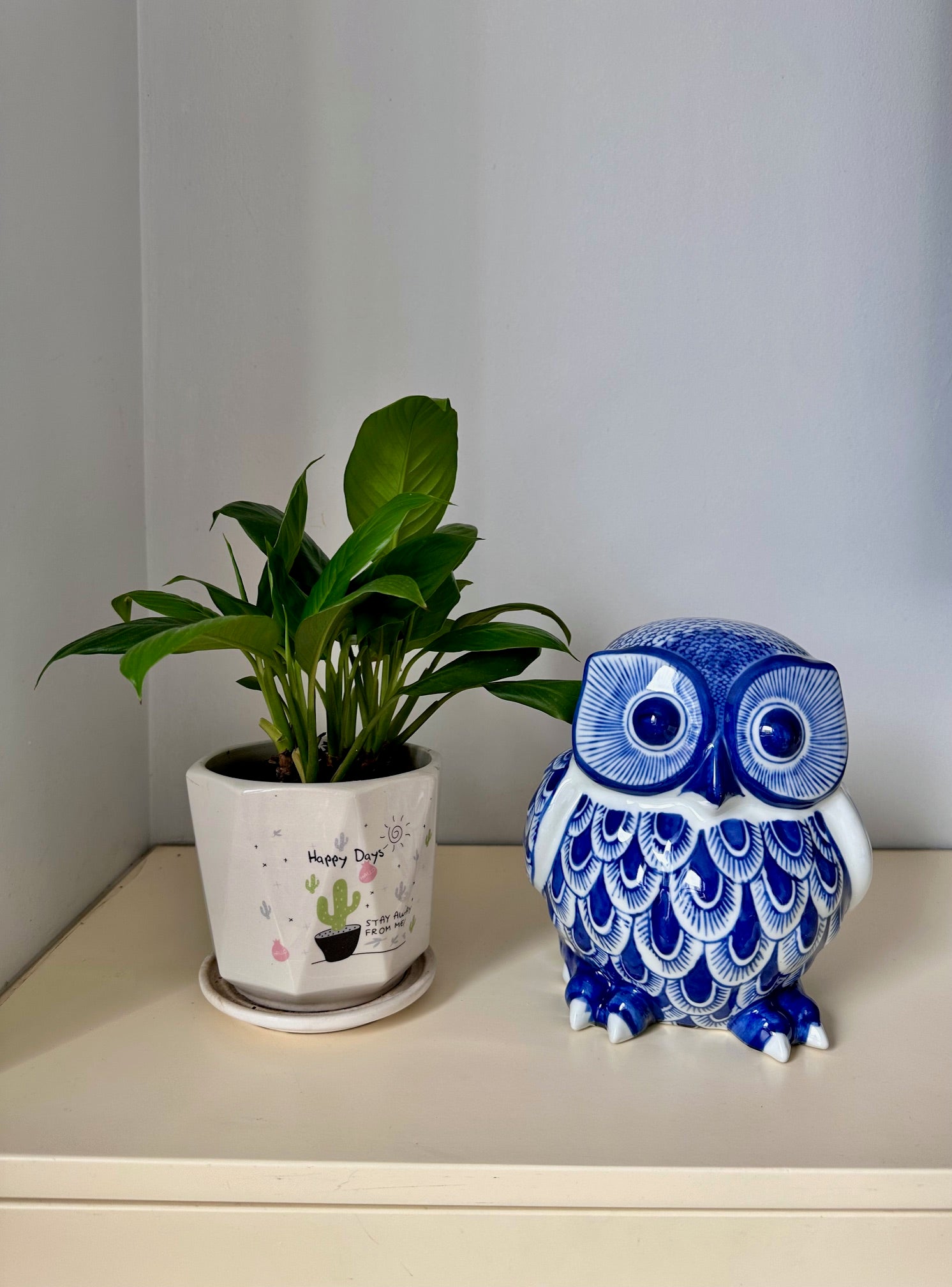 Japanese Blue & White Ceramic Owl Figurine “Fukurou” | Handcrafted Porcelain Art by Chikoyaki