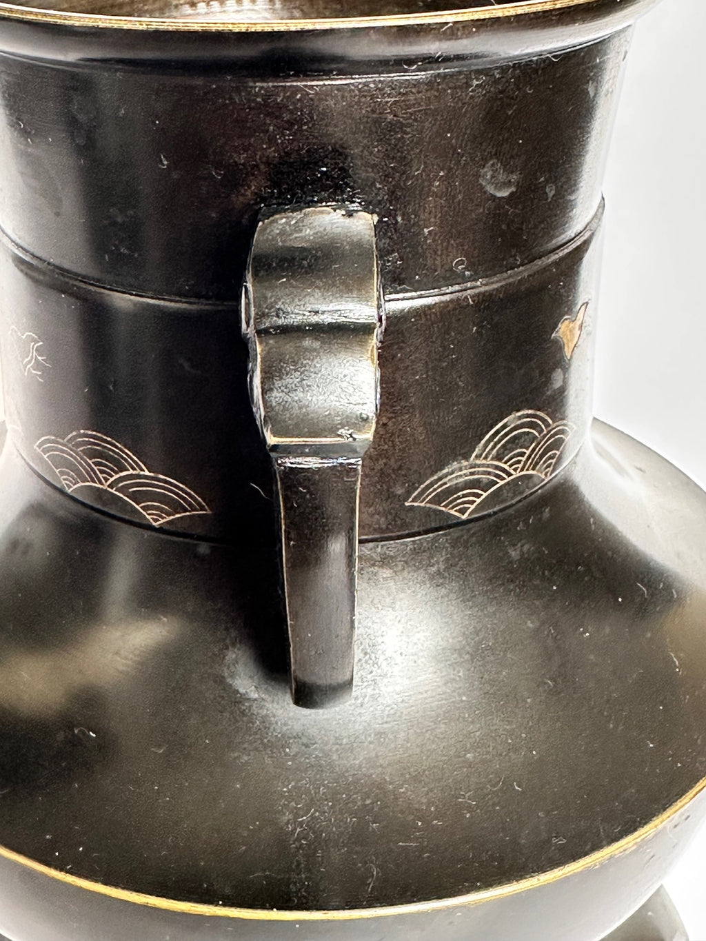 Vintage Japanese Bronze Ikebana Vase with Stand