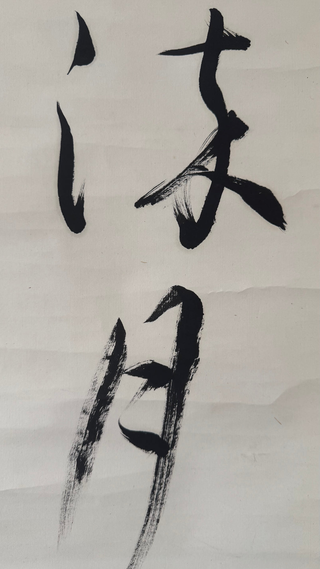 Vintage Japanese Hanging Scroll Kakemono Sosho Calligraphy Zen Mountain Moon Poem