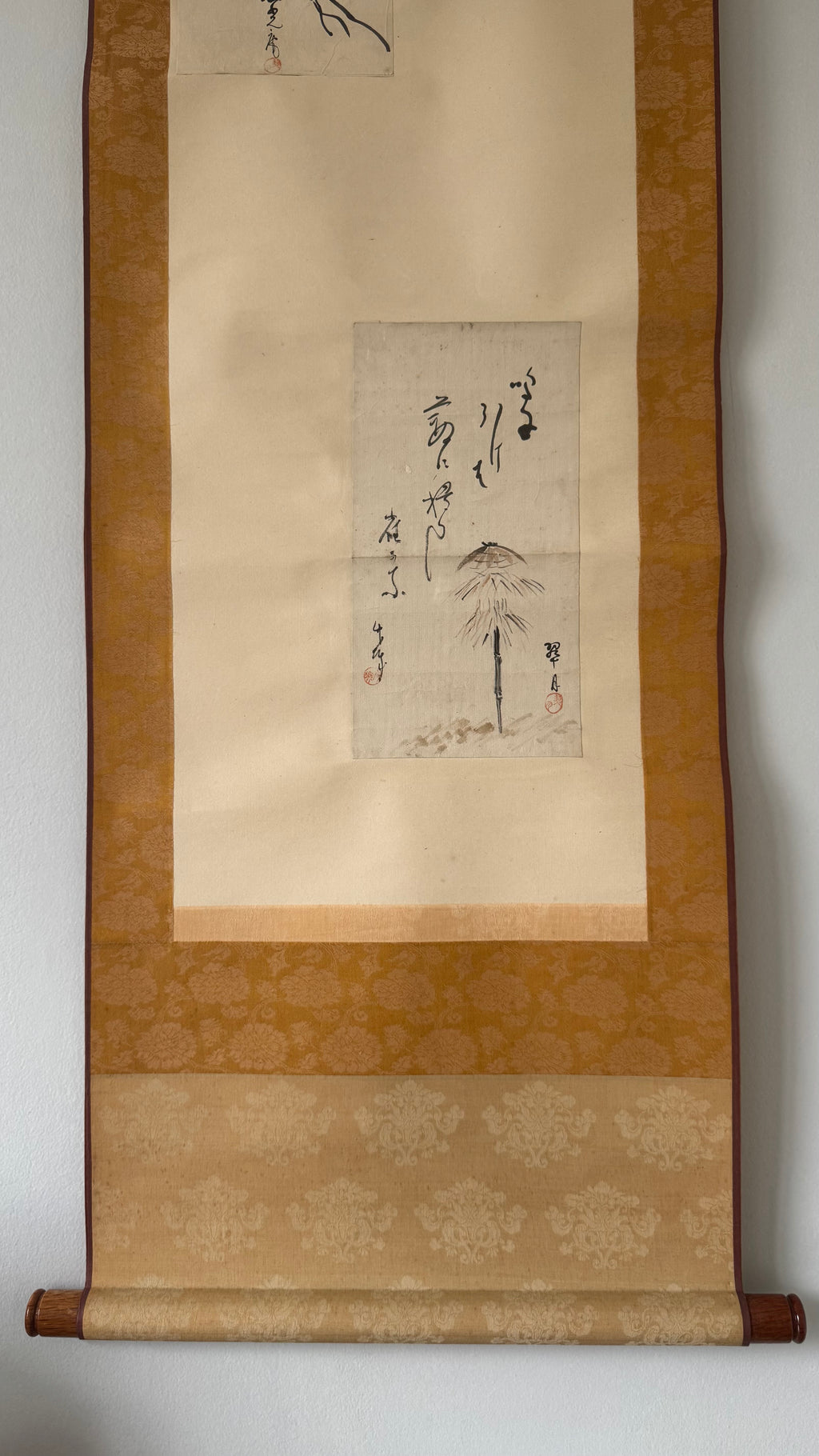 Vintage Japanese Haiga Kakemono Scroll Three Zen Haiku Ink Paintings