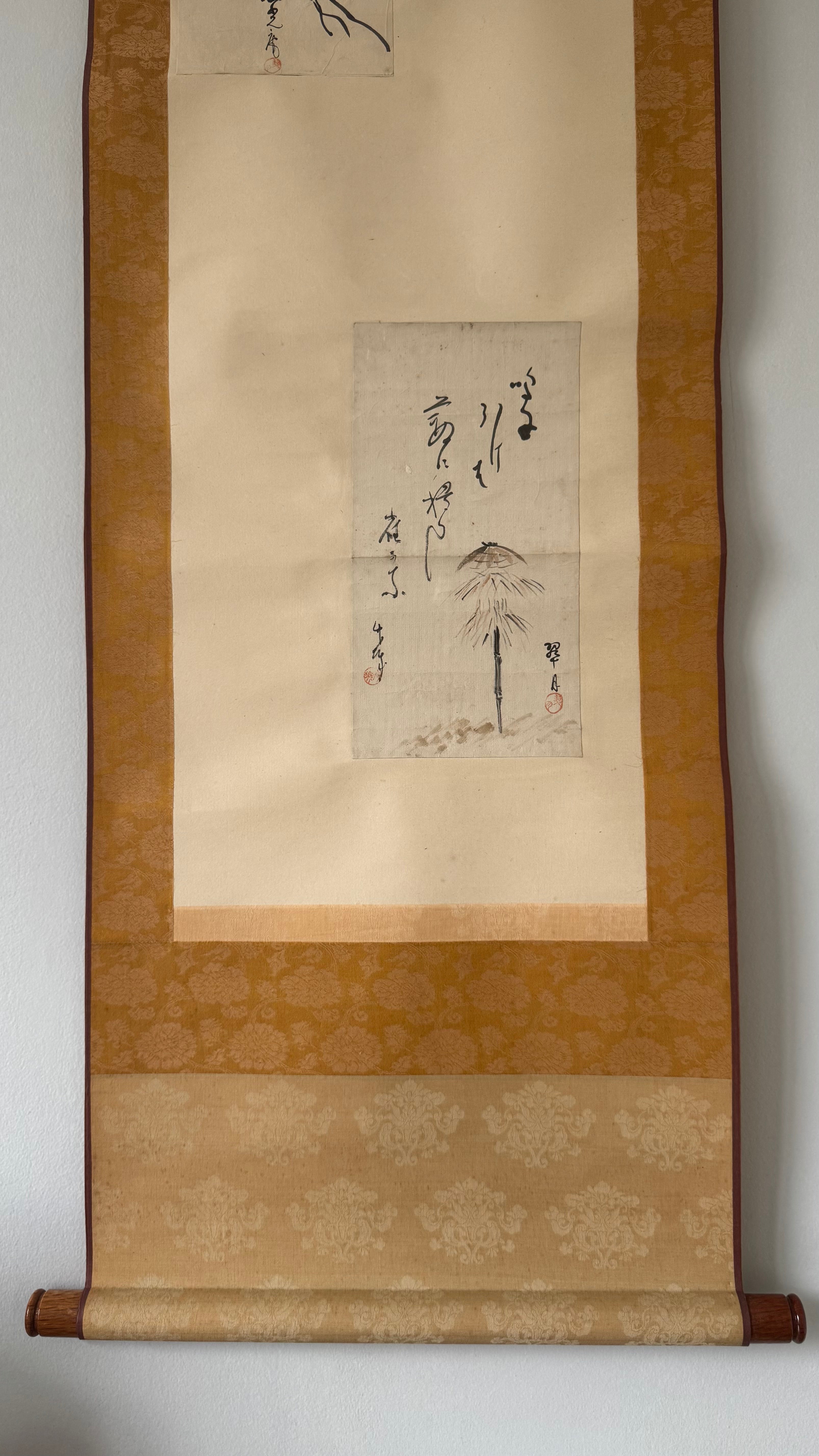 Vintage Japanese Haiga Kakemono Scroll Three Zen Haiku Ink Paintings