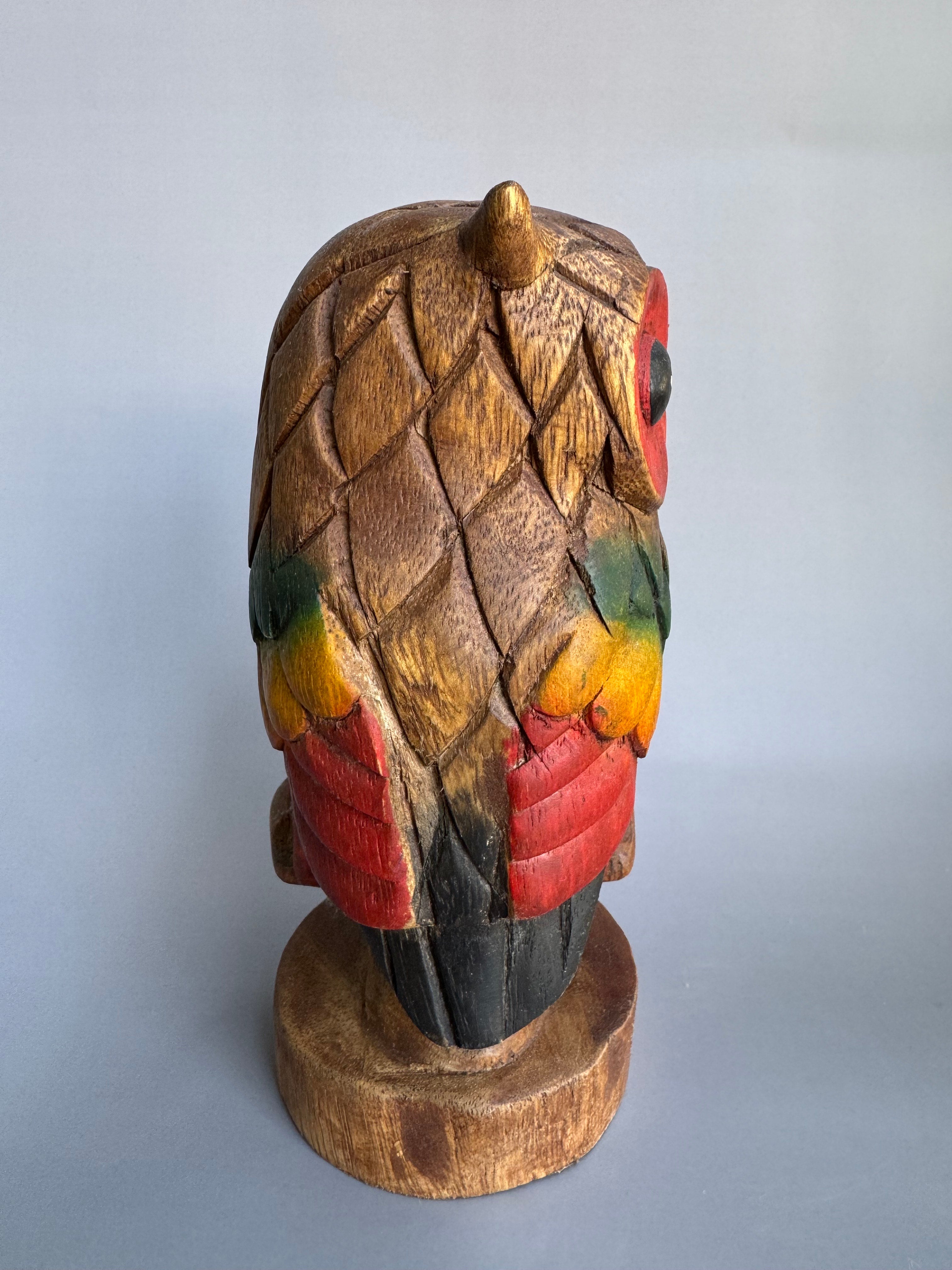 Japanese Hand-Carved Wooden Owl Figurine “Fukurou”