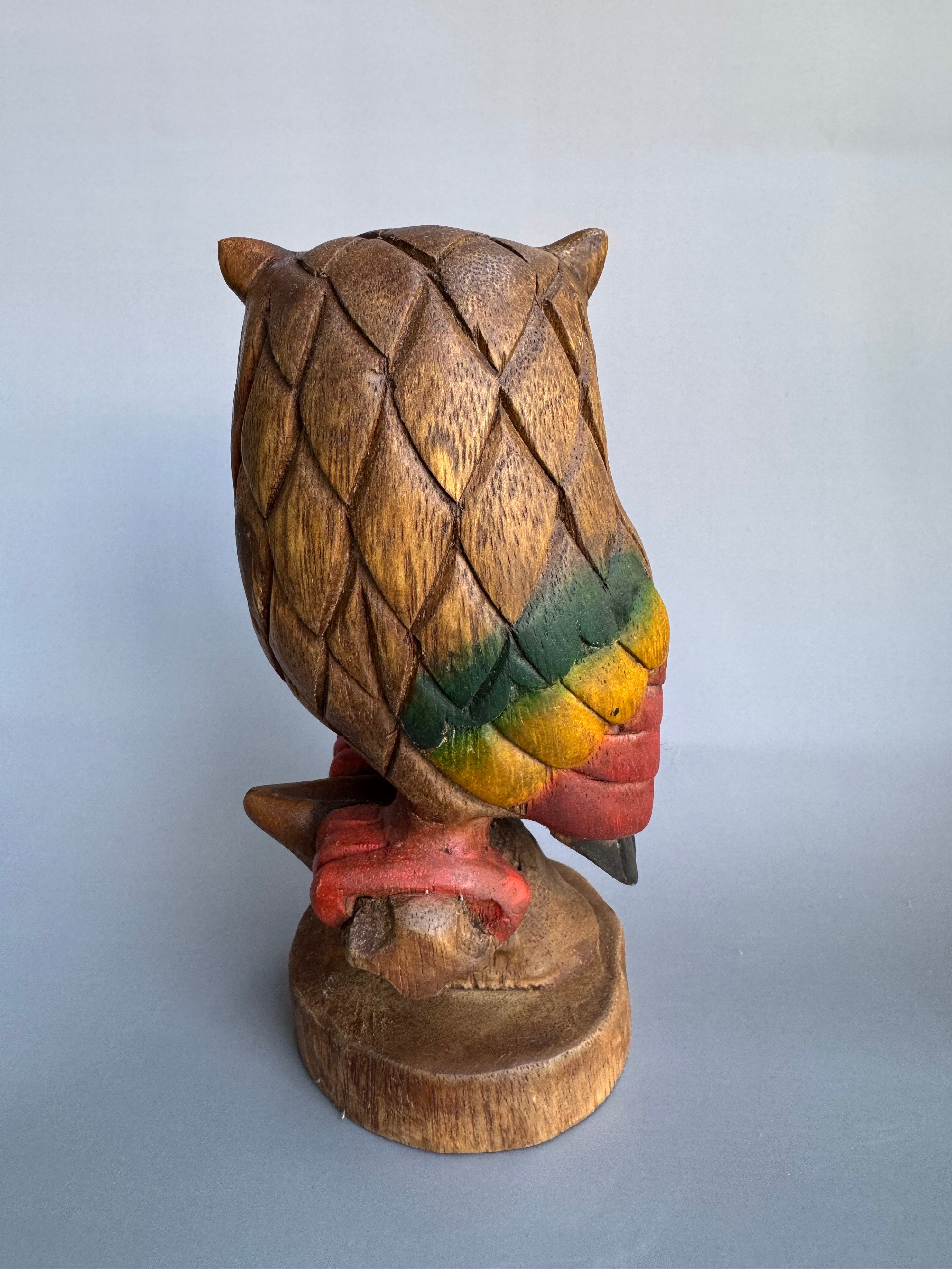 Japanese Hand-Carved Wooden Owl Figurine “Fukurou”