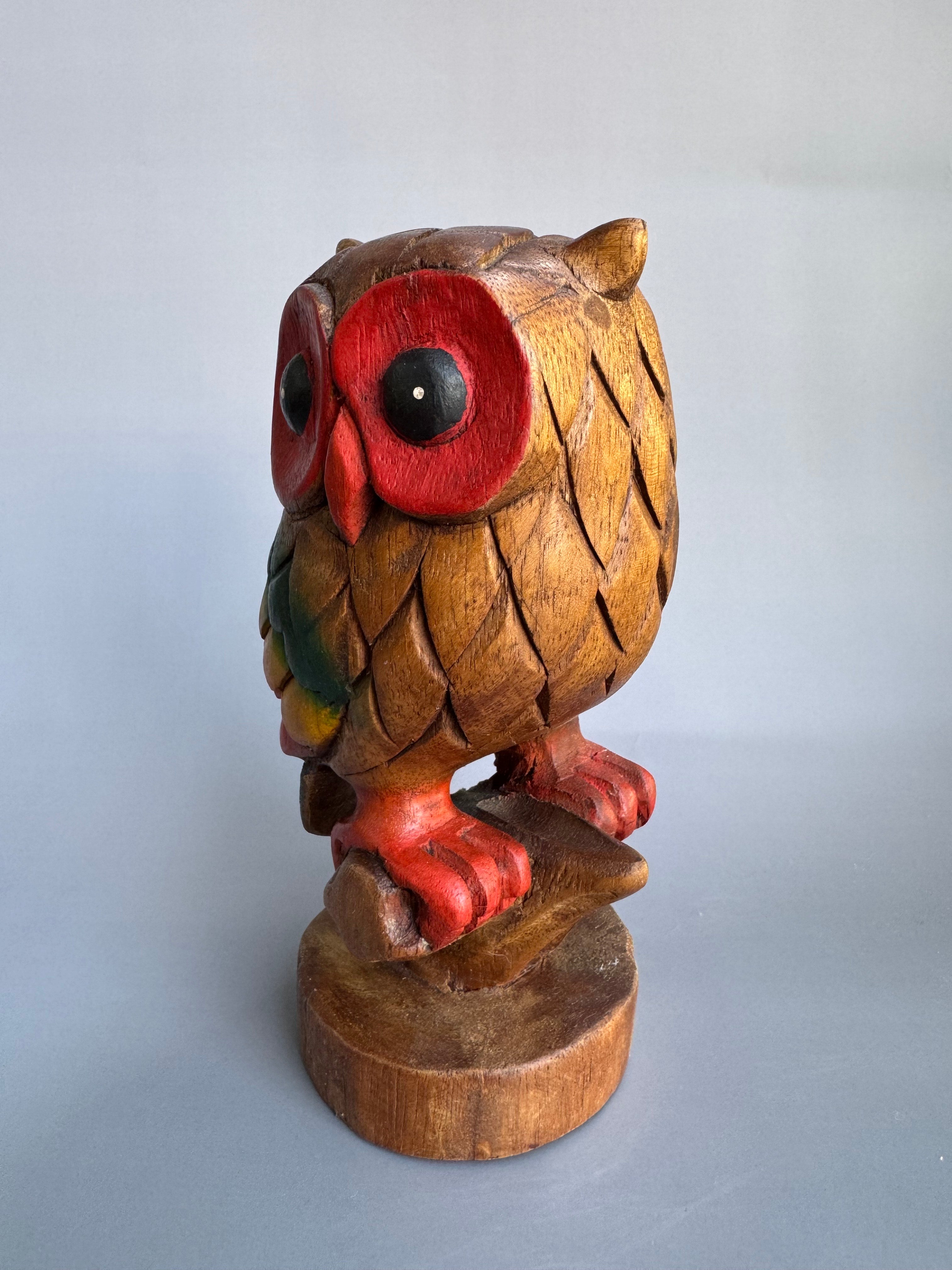 Japanese Hand-Carved Wooden Owl Figurine “Fukurou”