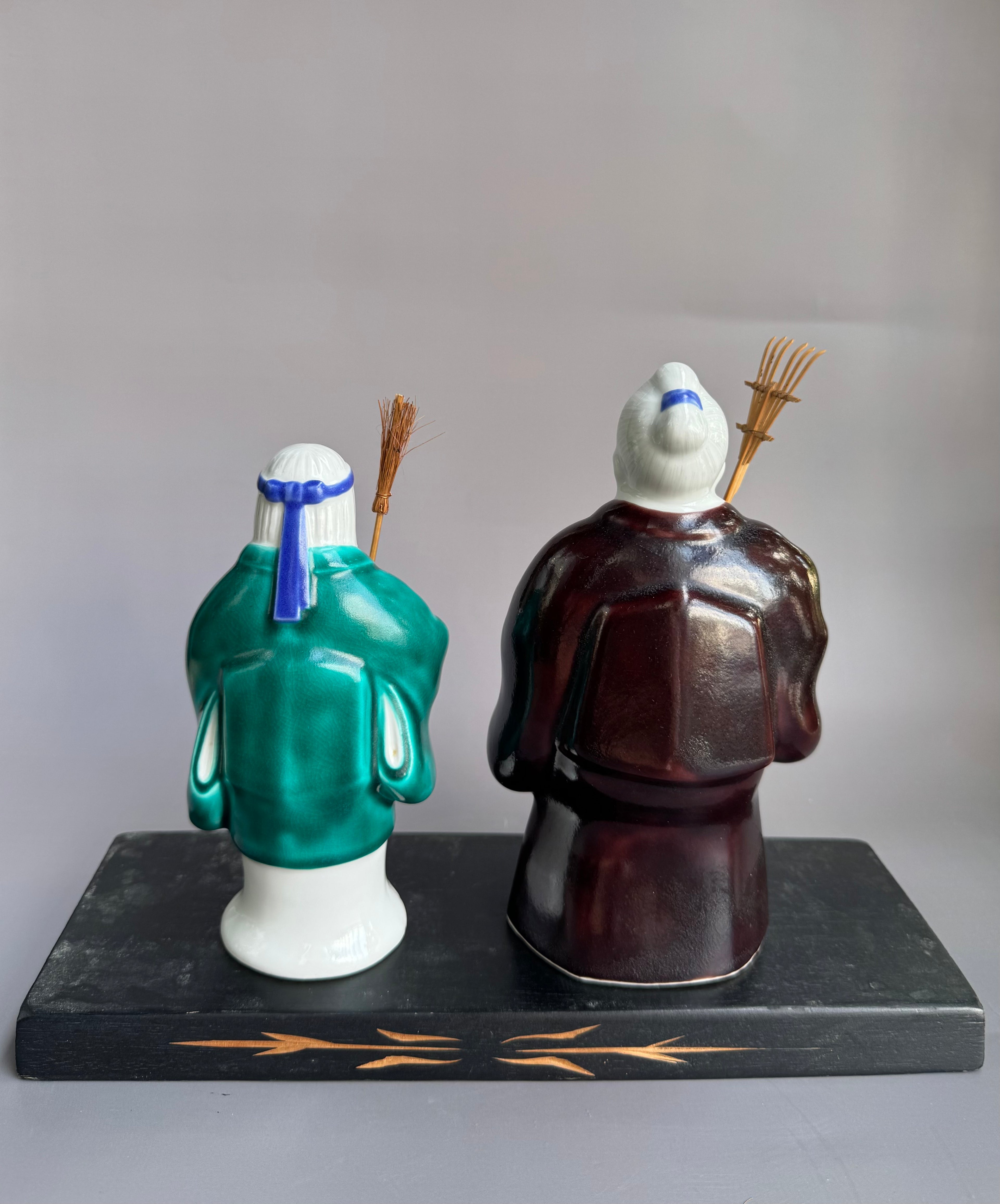 Kutani Takasago Couple | Japanese Ceramic Figurines of Eternal Love & Longevity | Handcrafted Vintage Art