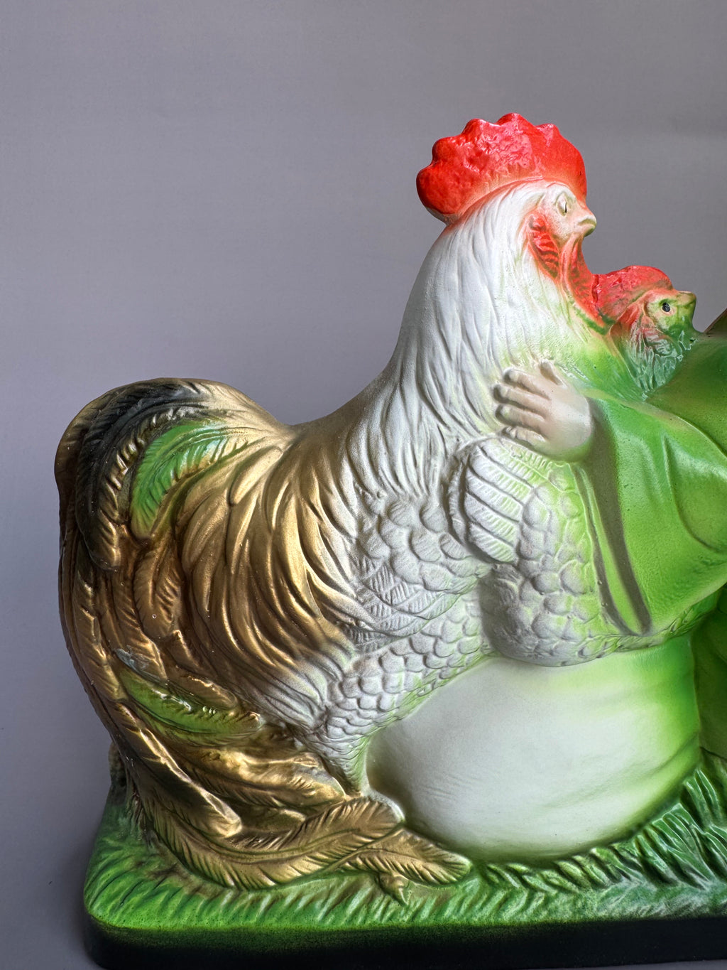 Daikokuten with Roosters – Japanese Lucky Ceramic Figurine