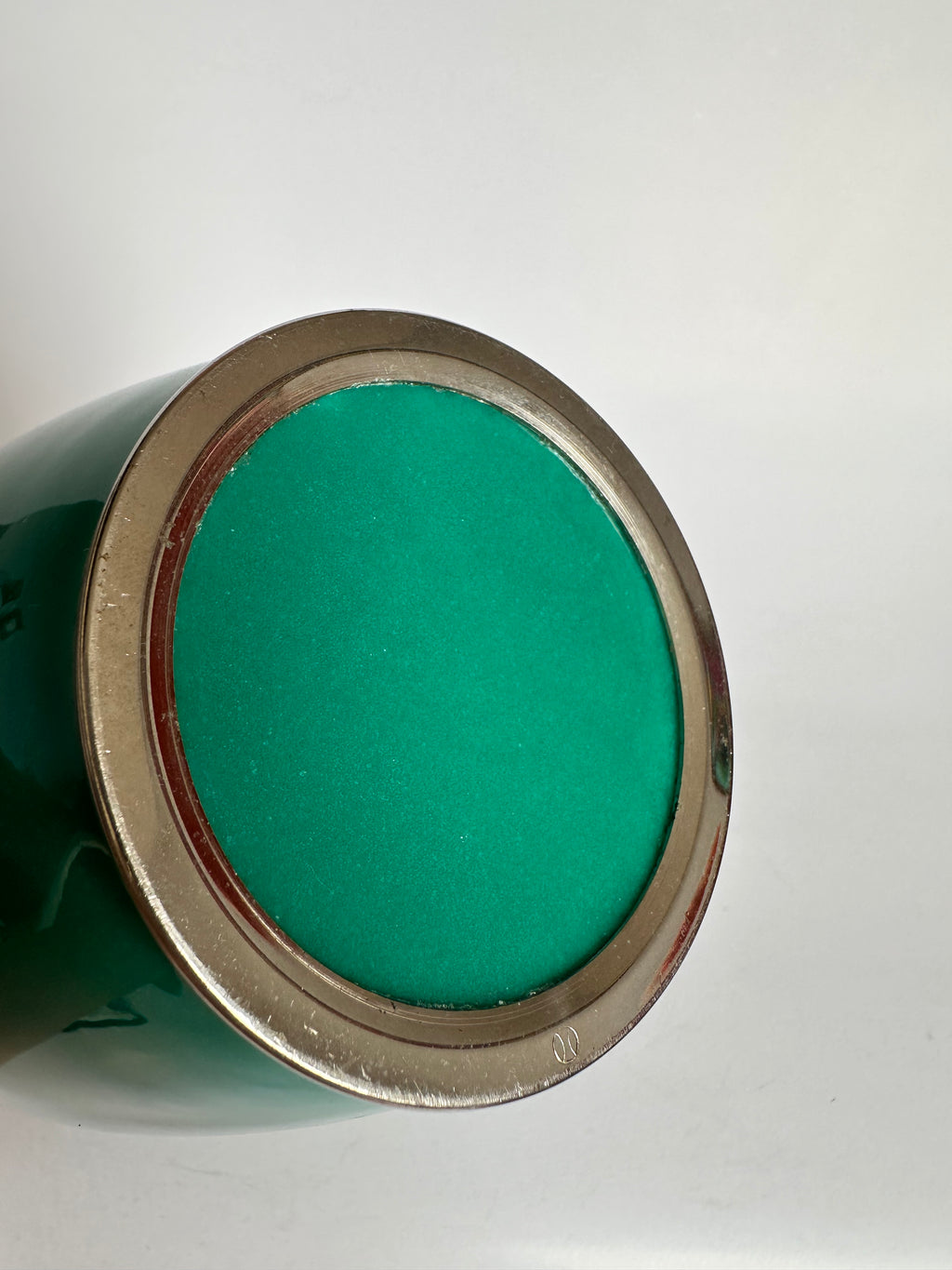 Japanese Cloisonné Vase Musen Shippo Malachite Green Enamel Silver Rim Nagoya Vintage Showa Era Collector Enamelware Gift