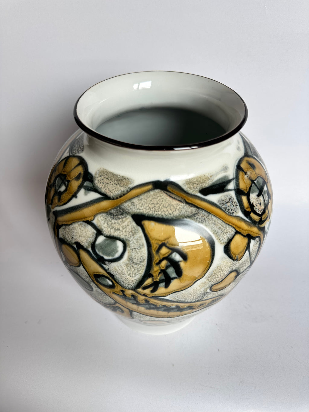 Vintage Japanese Porcelain Vase Gyozan Kyoto Hand Painted Noh Bokusai