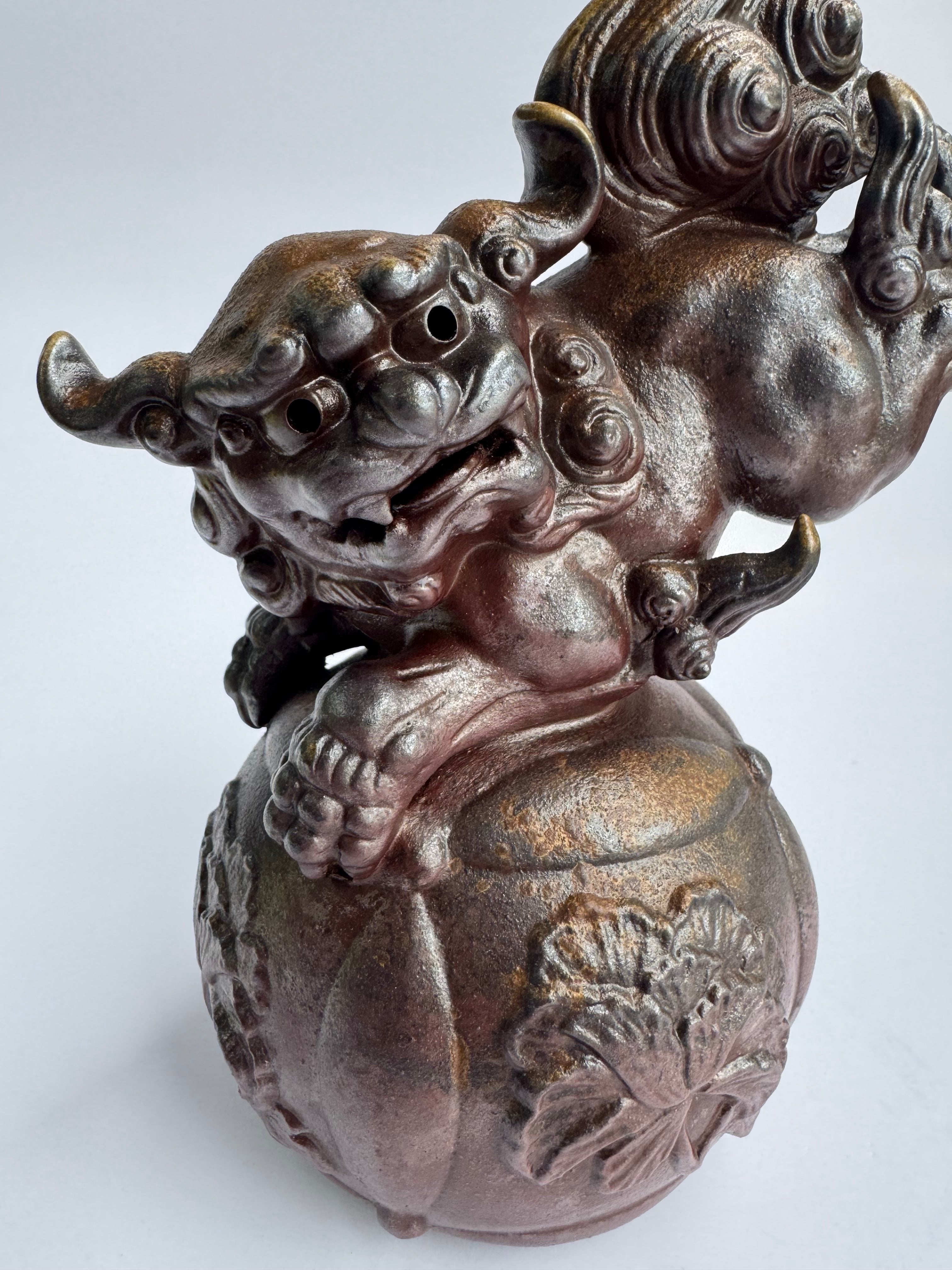 Bizen Shishi Lion Sculpture - Handmade Japanese Guardian Figurine in the Style of Kimura