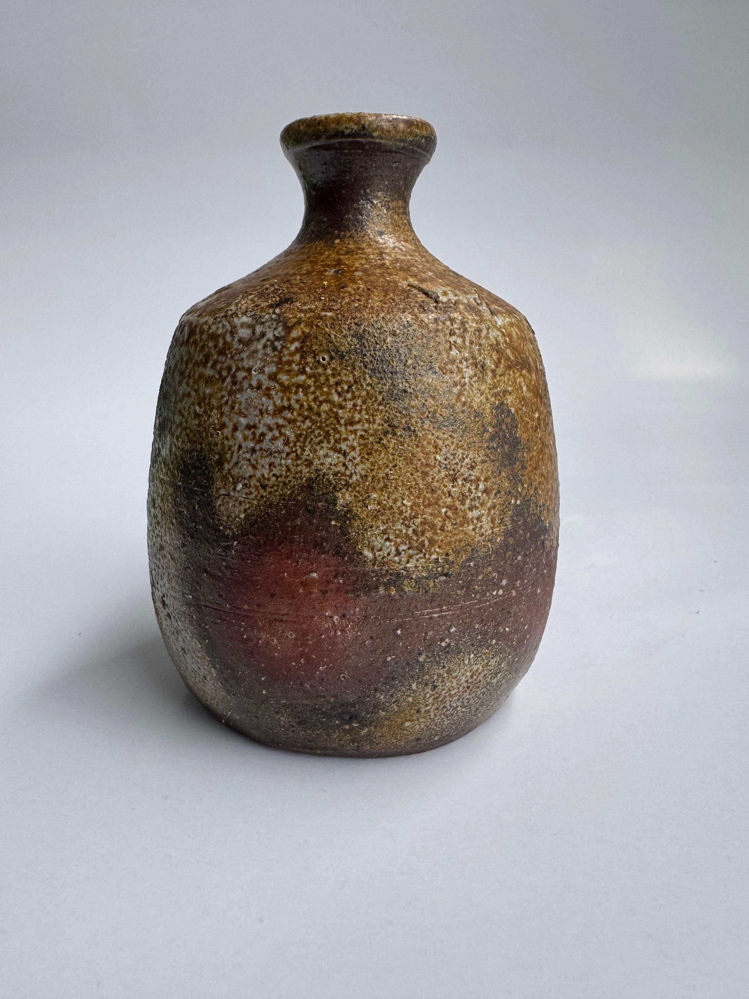 Vintage Japanese Bizen Sake Flask | Small Tokkuri Bottle