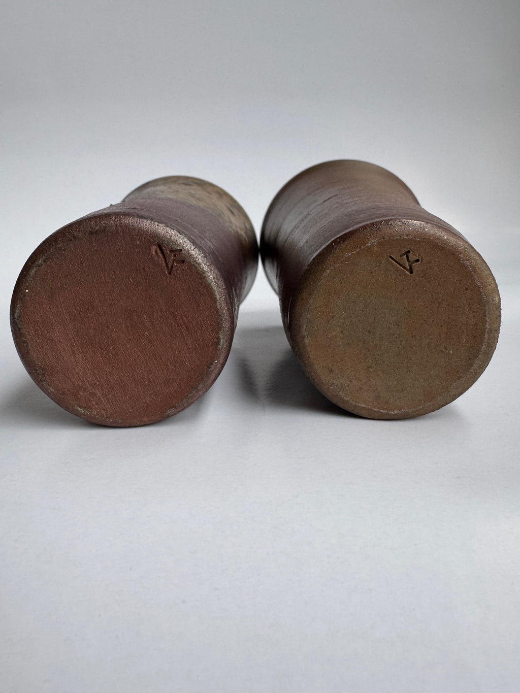 Pair of Vintage Bizen Yunomi | Husband & Wife Tea Cups | Natural Kiln Effects | Japanese Wabi-Sabi Pottery