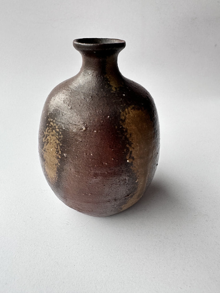 Bizen Yaki Tokkuri Sake Bottle Goma Yohen Anagama Wood Fired Japanese Stoneware Wabi Sabi Signed Vintage Ceramic Art Collector