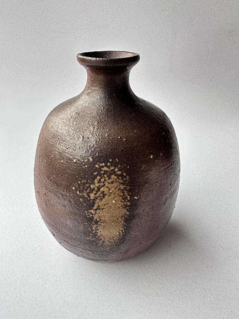 Bizen Yaki Tokkuri Sake Bottle Goma Yohen Anagama Wood Fired Japanese Stoneware Wabi Sabi Signed Vintage Ceramic Art Collector