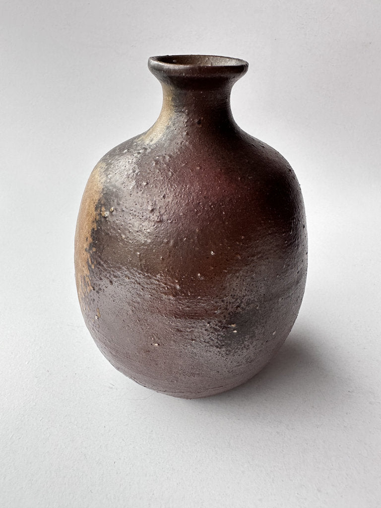 Bizen Yaki Tokkuri Sake Bottle Goma Yohen Anagama Wood Fired Japanese Stoneware Wabi Sabi Signed Vintage Ceramic Art Collector