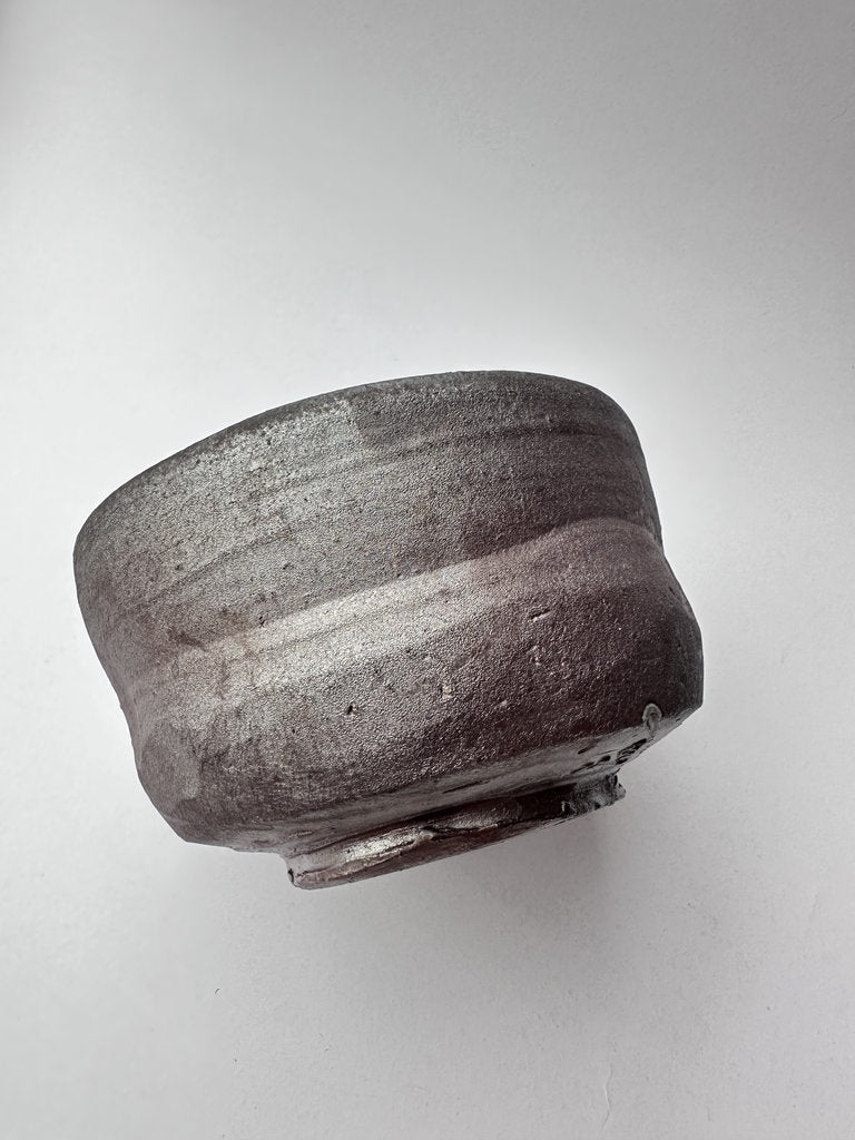 Bizen Chawan Tea Bowl Hai Kaburi Ash White Sangiri Black Anagama Wood Fired Wabi Sabi Matcha Bowl Signed Japanese Stoneware