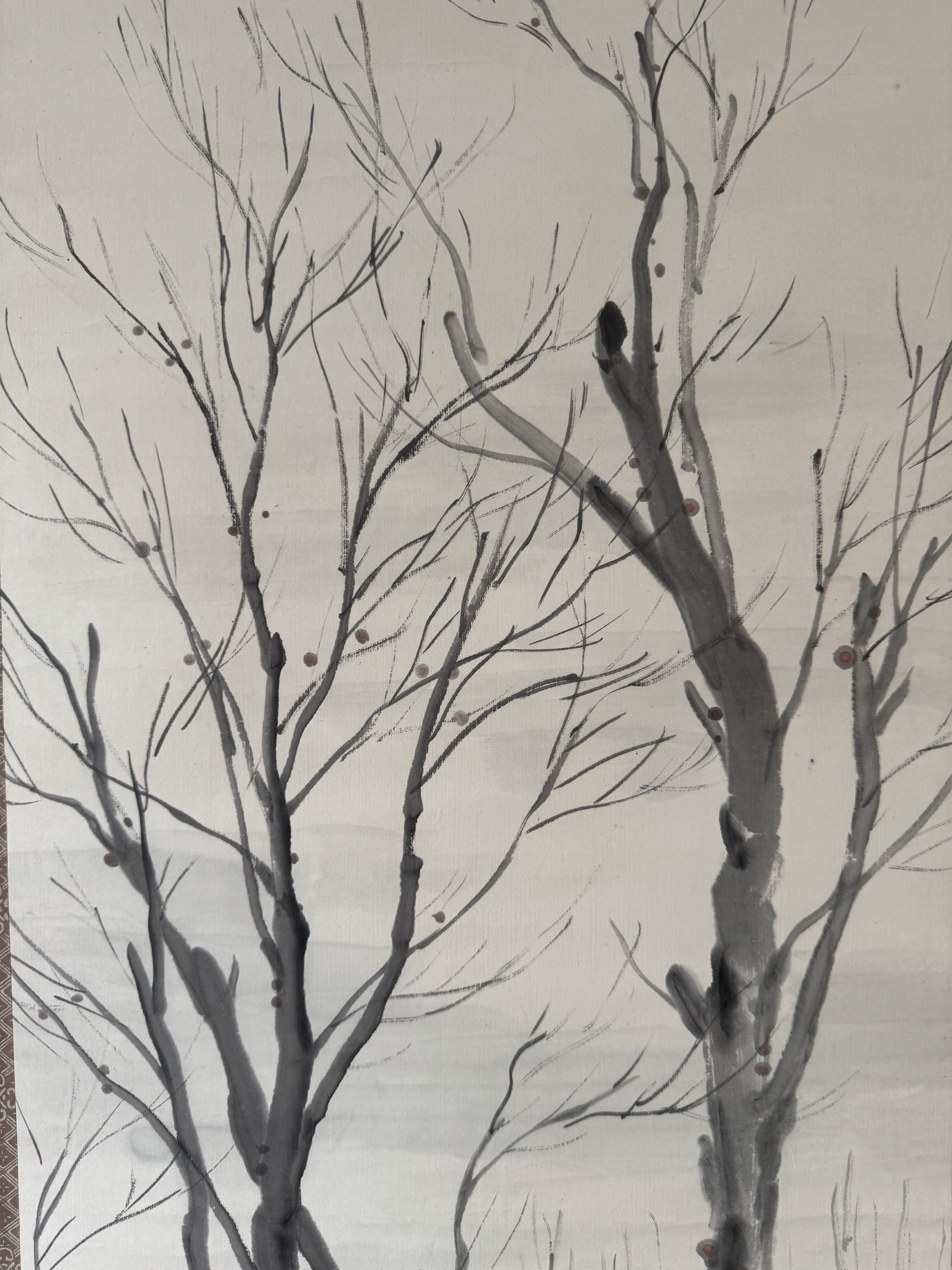 Japanese Hanging Scroll “Walking in the Snow” | Sumi-e Ink Painting | Zen & Mono no Aware Aesthetic