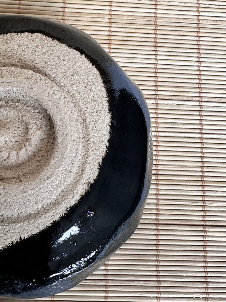 Kuro Raku Chawan | Te-oshi Hand-Pressed | 楽 Seal | Kintsugi Gold Rim | Ichi Raku