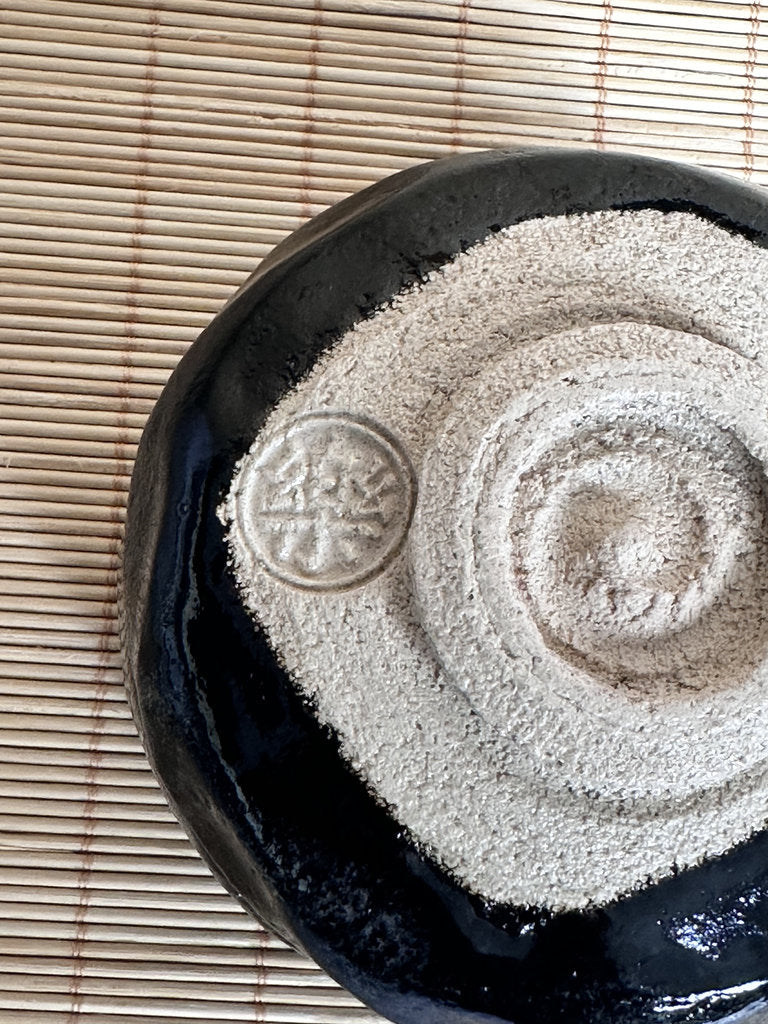 Kuro Raku Chawan | Te-oshi Hand-Pressed | 楽 Seal | Kintsugi Gold Rim | Ichi Raku