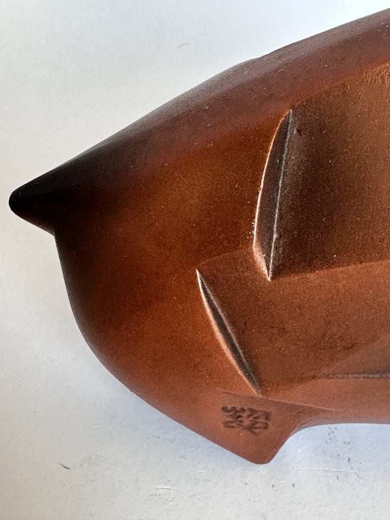 Tokoname Shudei Inoshishi | Geometric Wild Boar Kyusu | Zodiac Year of Boar | Signed