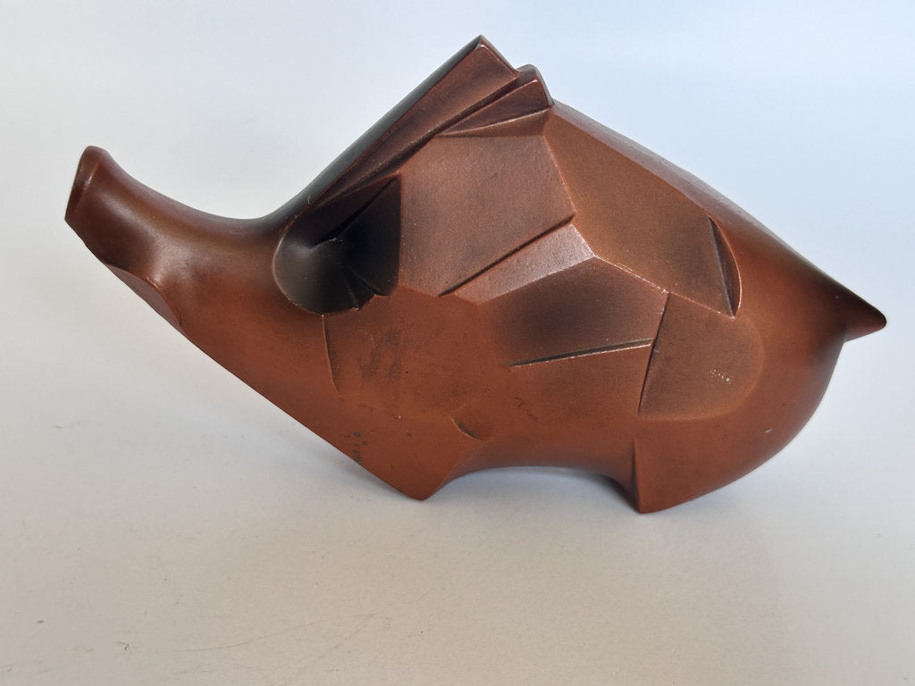 Tokoname Shudei Inoshishi | Geometric Wild Boar Kyusu | Zodiac Year of Boar | Signed