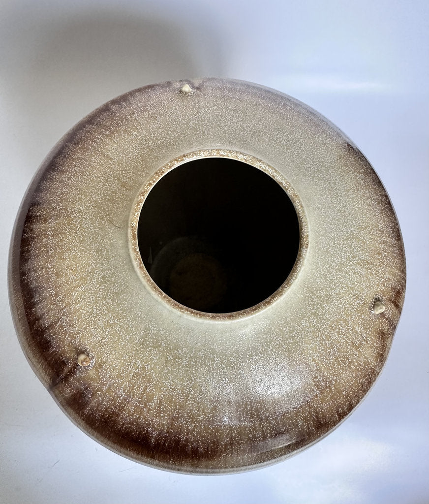 Japanese Studio Stoneware Tsubo — Nuka Ash Glaze, Showa Era