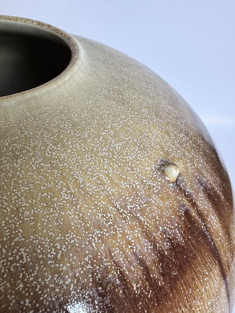 Japanese Studio Stoneware Tsubo — Nuka Ash Glaze, Showa Era