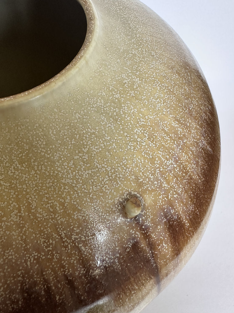 Japanese Studio Stoneware Tsubo — Nuka Ash Glaze, Showa Era