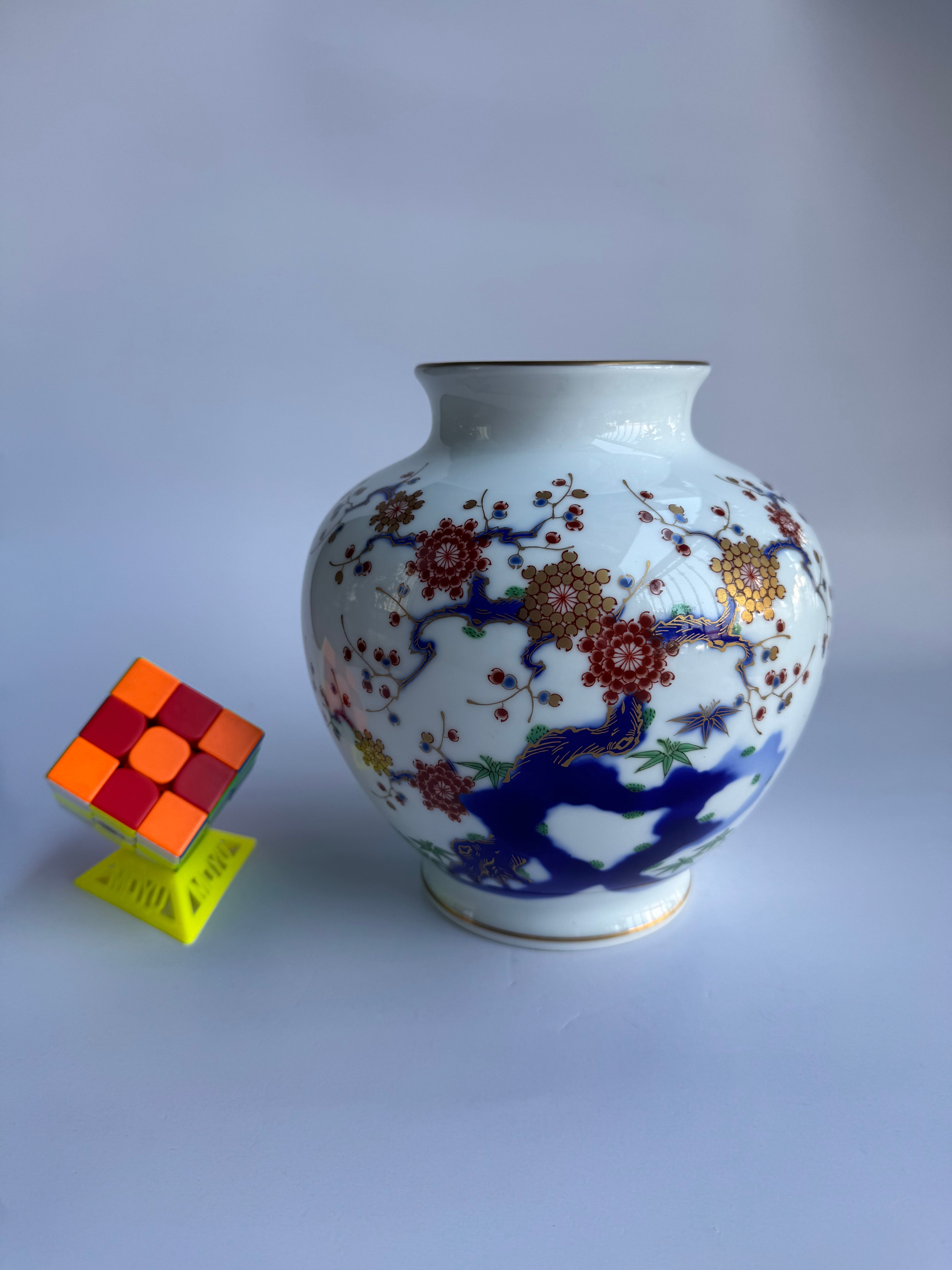 Fukagawa Arita Porcelain Vase Pair | Sakura Blossom Design | White Glazed “Wife & Husband” Matching Set