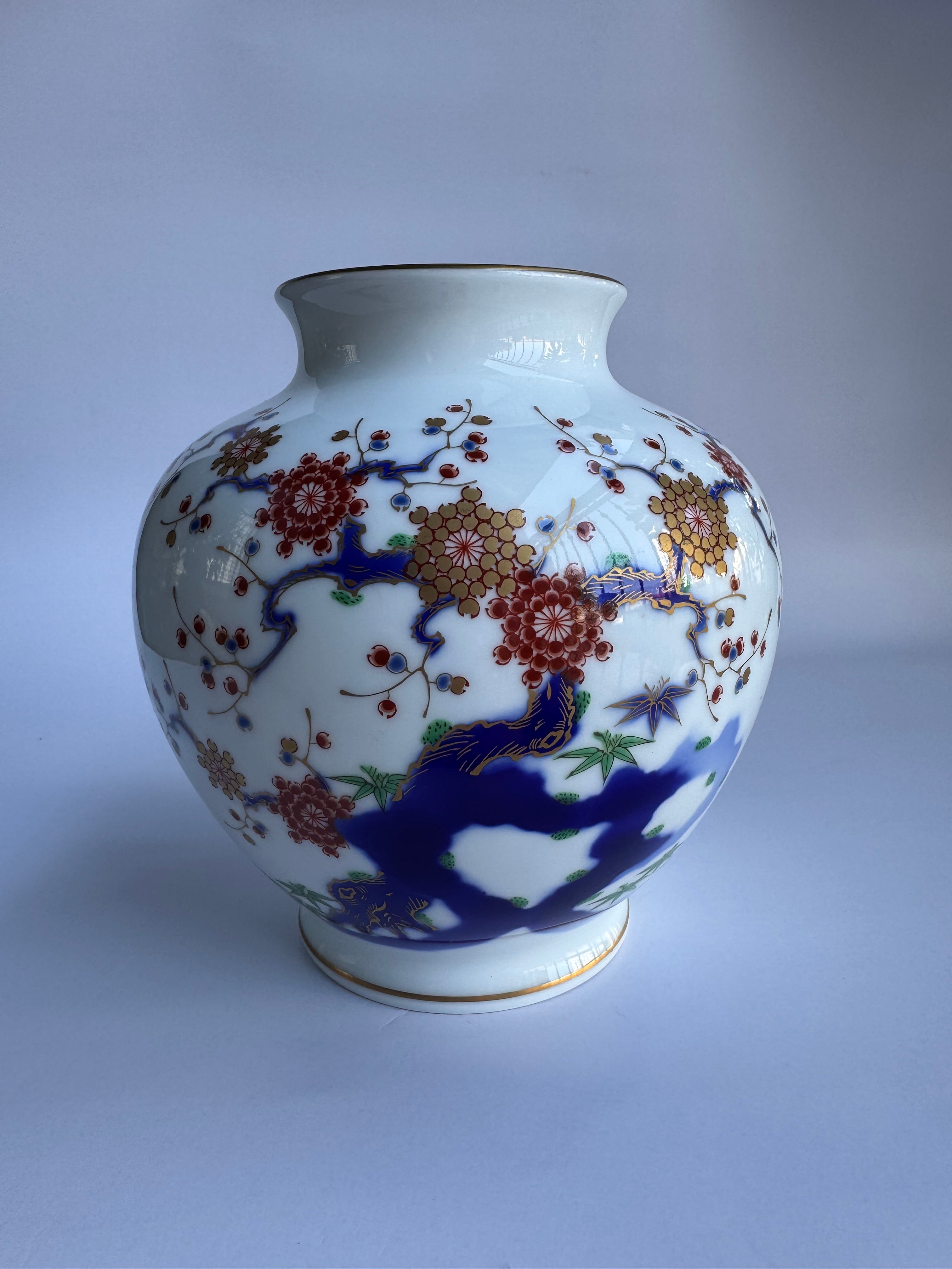 Fukagawa Arita Porcelain Vase Pair | Sakura Blossom Design | White Glazed “Wife & Husband” Matching Set