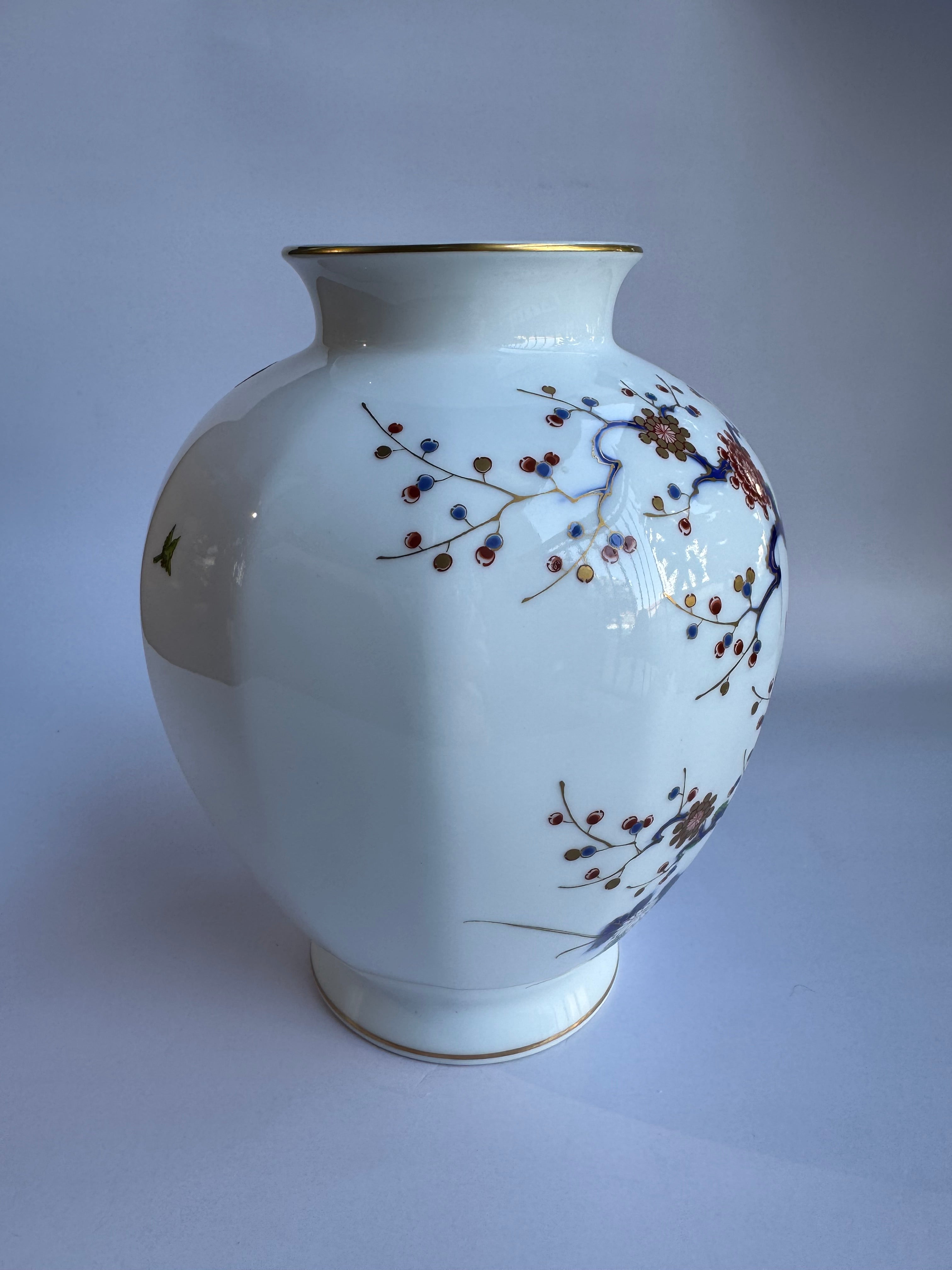 Fukagawa Arita Porcelain Vase Pair | Sakura Blossom Design | White Glazed “Wife & Husband” Matching Set