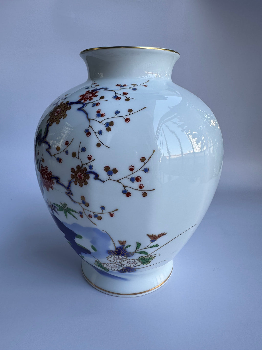 Fukagawa Arita Porcelain Vase Pair | Sakura Blossom Design | White Glazed “Wife & Husband” Matching Set