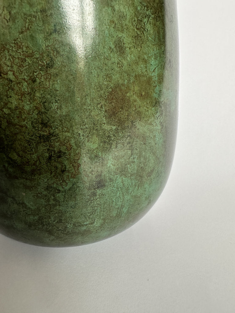 Japanese Bronze Hanaire Vase | Showa Era | Natural Rokushō Patina | Ube Industries