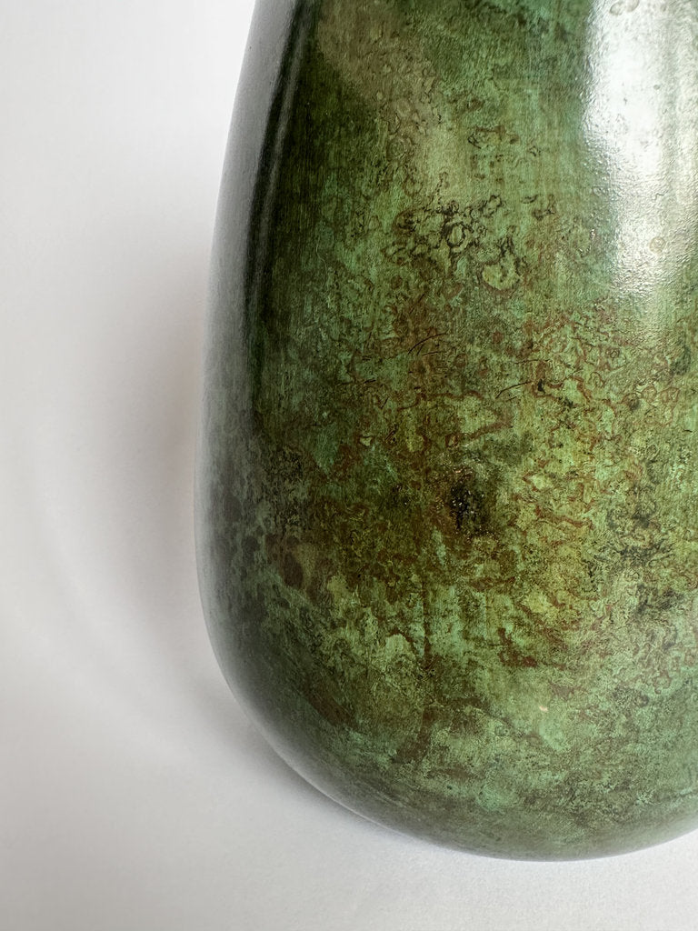Japanese Bronze Hanaire Vase | Showa Era | Natural Rokushō Patina | Ube Industries
